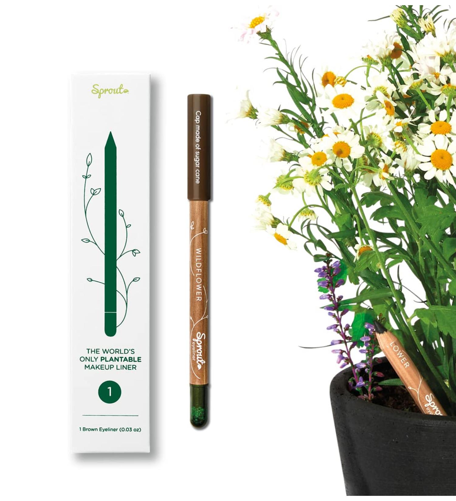 Sustainable Sprout Waterproof Eyeliner - Vegan Formula, Plantable Pencil with Wildflower Seeds - Eco-Friendly Brown Eyeliner - Buy Online on GoSupps.com