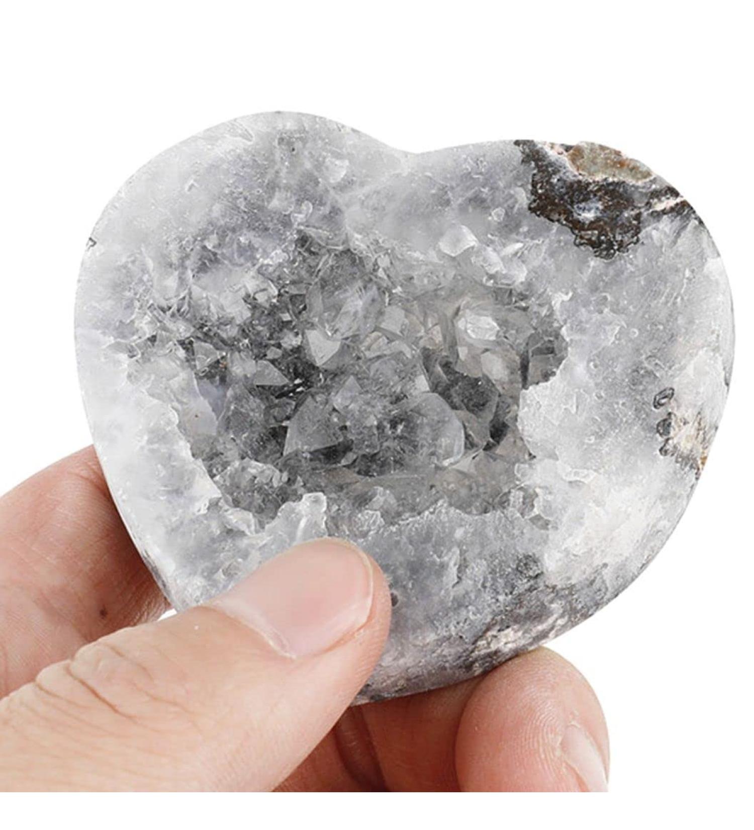 Natural Crystal Natural Agate Geode Heart Shape Stone Crystals Halves Stones Slice Specimen Collection Loving Gifts 55-65mm Home Goods (Size : 2pcs) - Buy Online on GoSupps.com