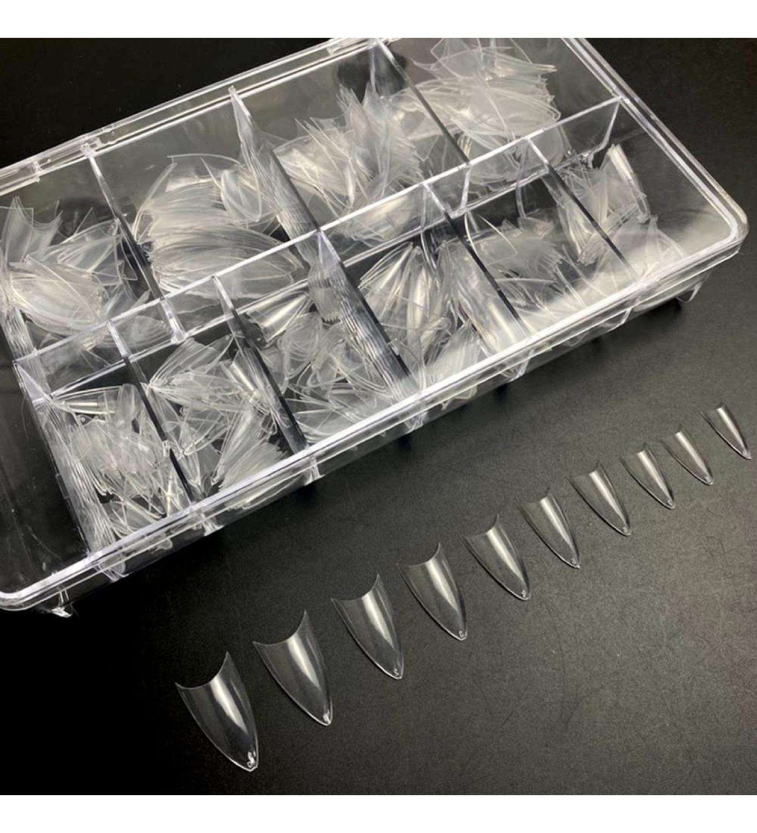 500pcs Clear Almond Shaped Nail Tips | Half Cover Acrylic Nail Professional Supplies - Buy Online on GoSupps.com