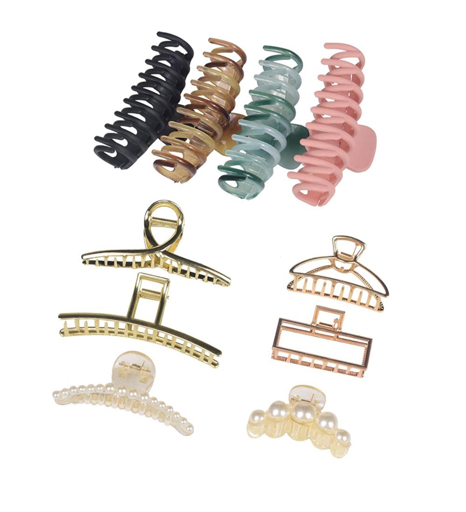 LYDZTION 10Pcs Hair Claw Clips Set - Big Metal and Pearl Hair Clips for Women - Strong Hold Hairpins for Styling - Non Slip Headwear Accessories - Buy Online on GoSupps.com