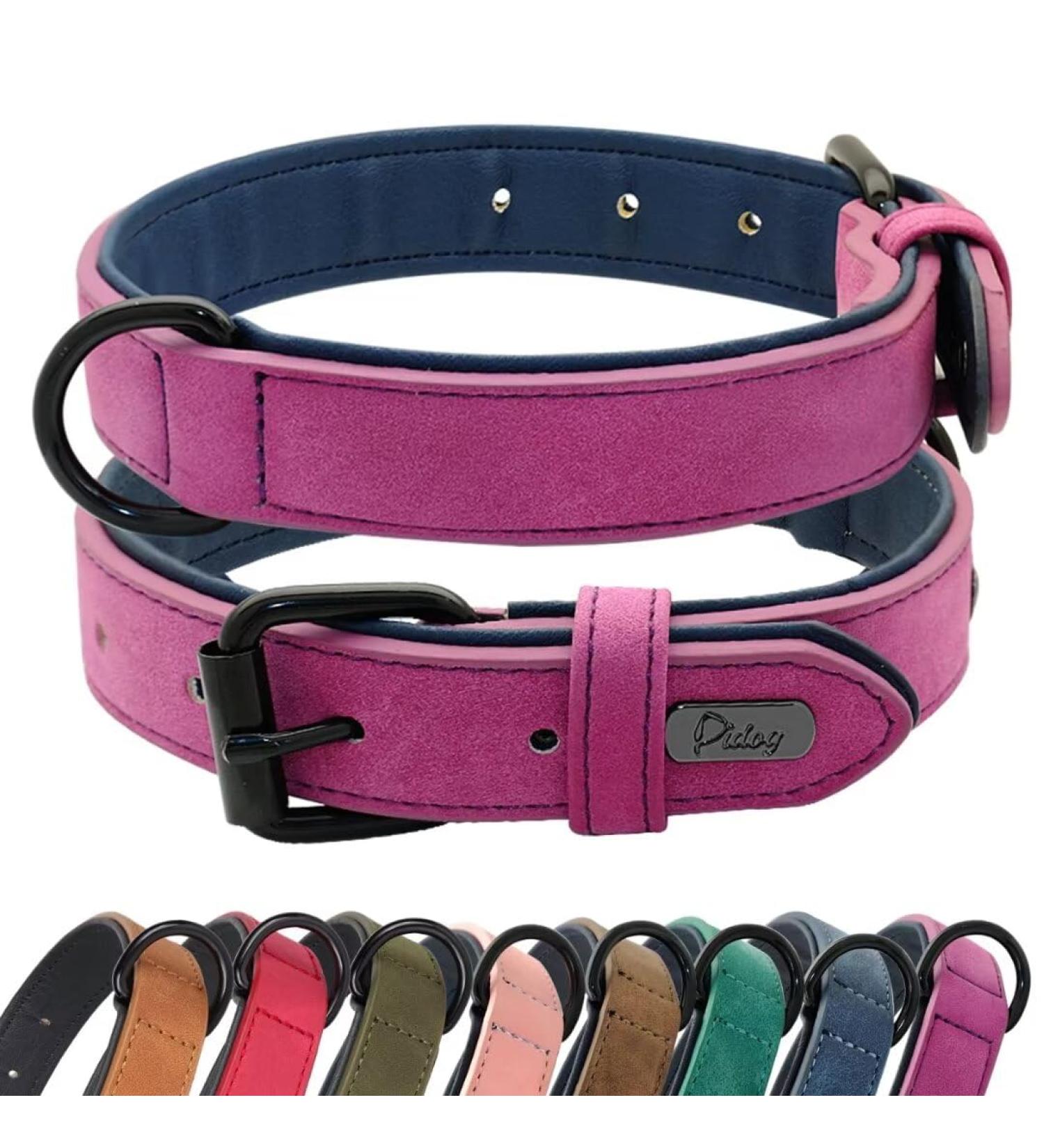 Didog Soft Padded Leather Dog Collar - Adjustable & Breathable for Medium & Large Dogs Purple 27-33 cm - Buy Online on GoSupps.com