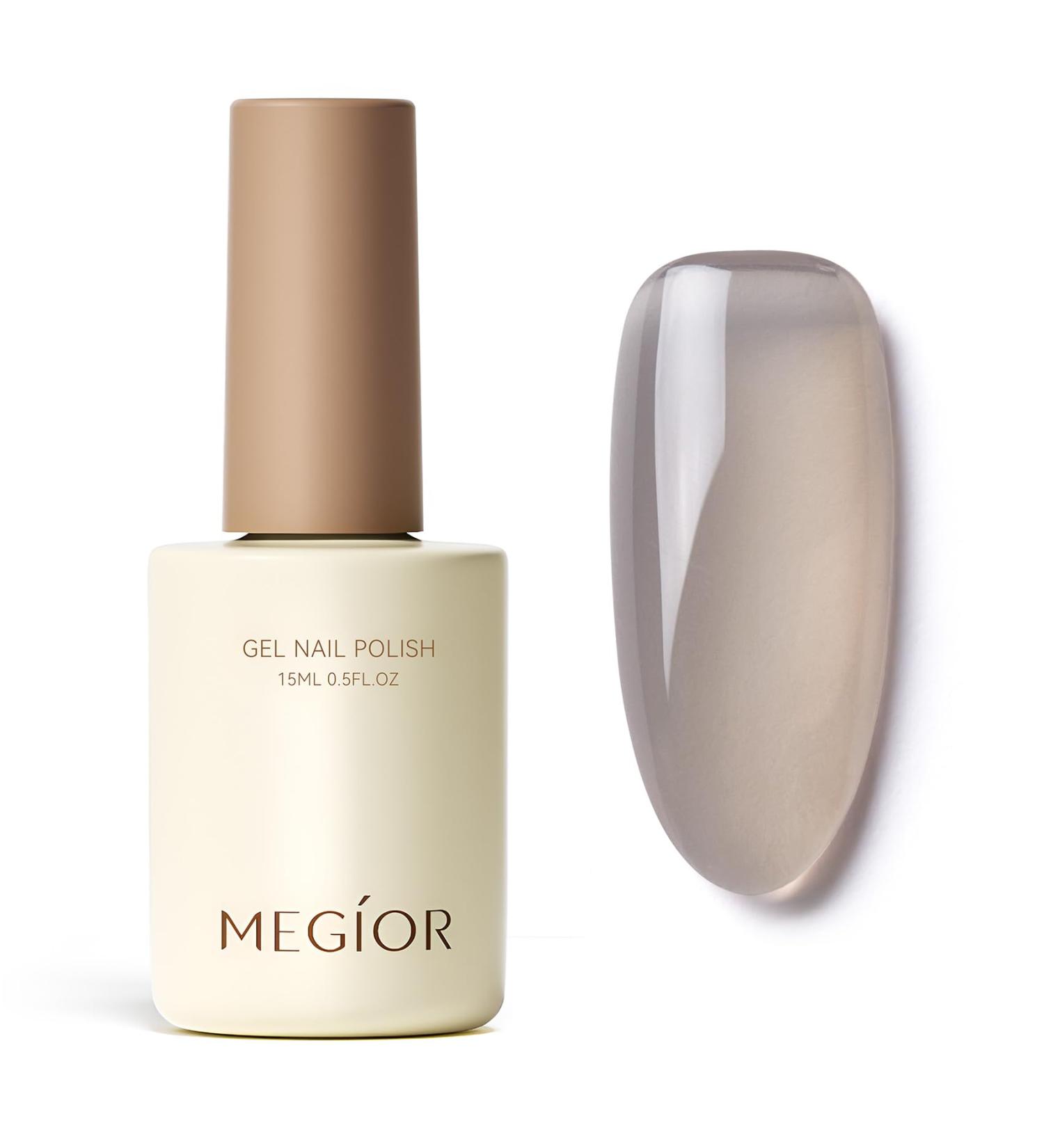 MEGIOR Jelly Gray Gel Nail Polish 15ML Crystal Clear Grey Gel Polish 1PC Nail Polish Gel Soak Off UV Gel Polish Translucent Color Neutral Gel Polish for Nail Art Manicure DIY at Home - Buy Online on GoSupps.com