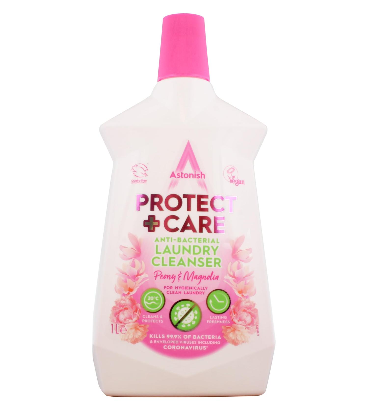 Astonish Protect Vegan and Cruelty-free Anti-Bacterial Freshening Laundry Cleanser Liquid Pink 1 Litre - Buy Online on GoSupps.com