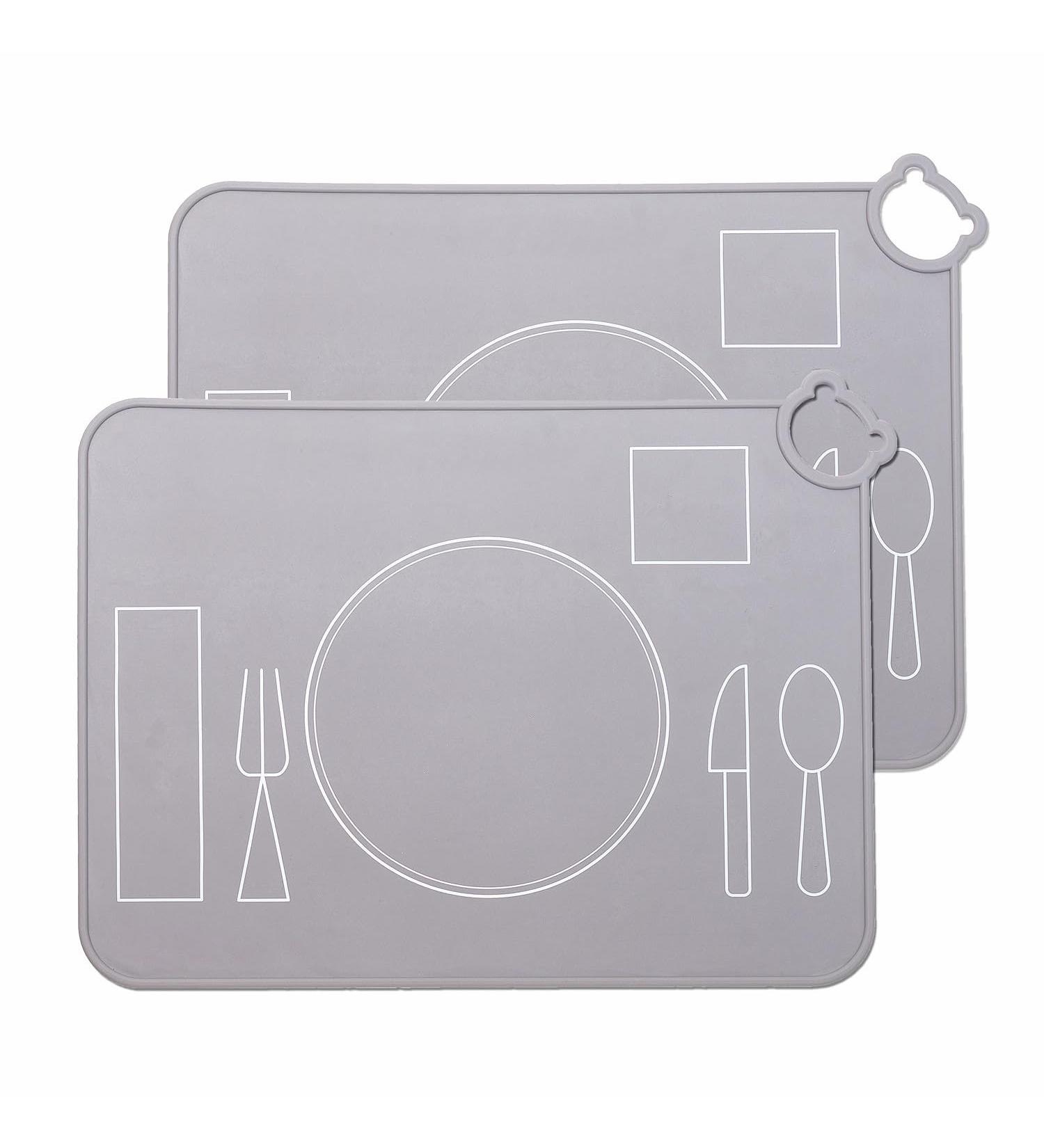 Silicone Placemats for Kids - Montessori Toddler Dining Mat - Set of 2 (Grey) - Buy Online on GoSupps.com