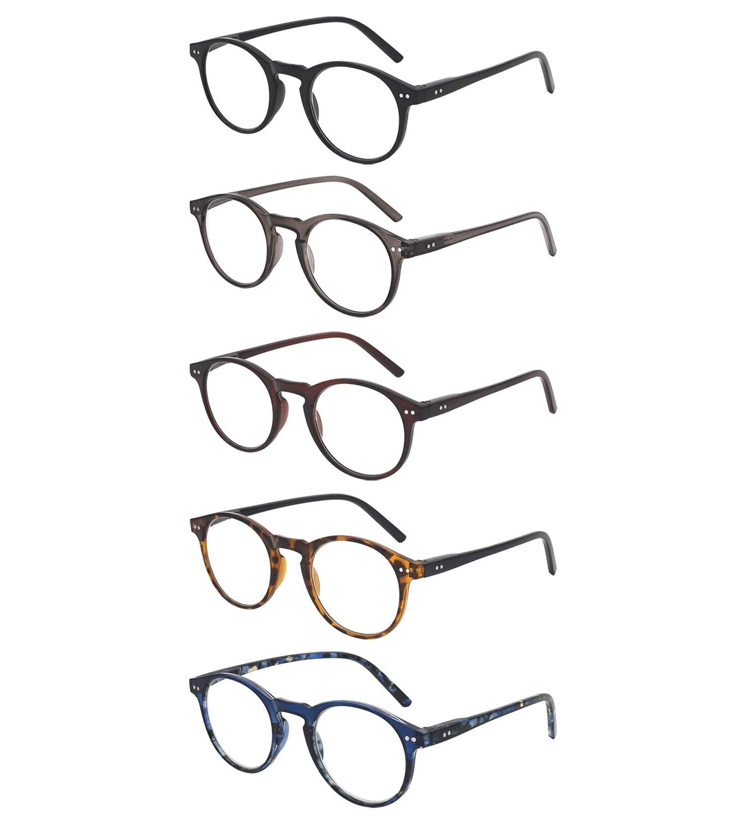 5 Pack Blue Light Blocking Reading Glasses Round Frame for Men and Women - 5 Color Assorted 2.75 Strength - Buy Online on GoSupps.com