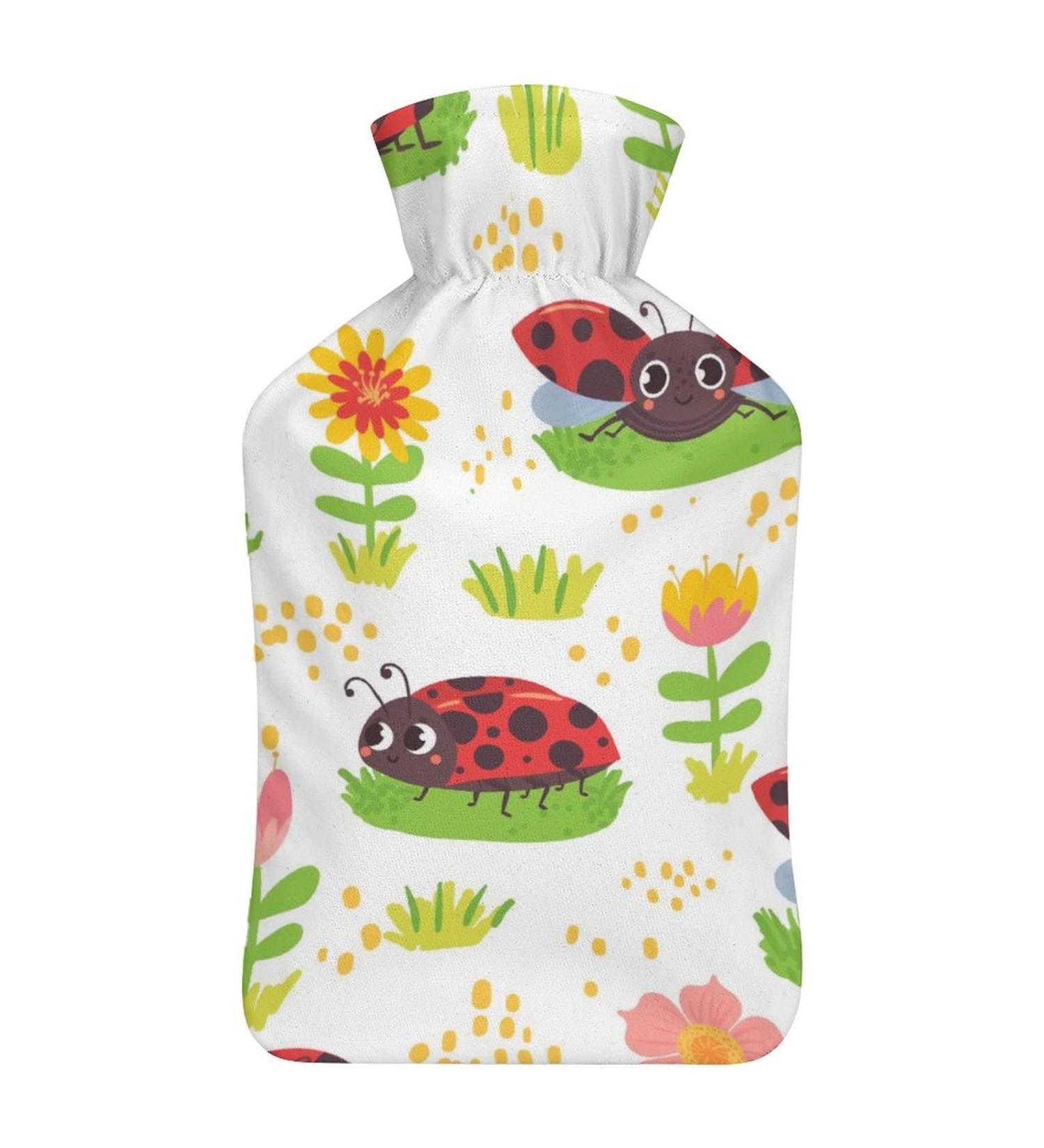 Ladybug Pattern Heat Bottle with Lid - Pain Relief & Therapy Hot Water Sac for Cramps & Foot Warmers - Buy Online on GoSupps.com