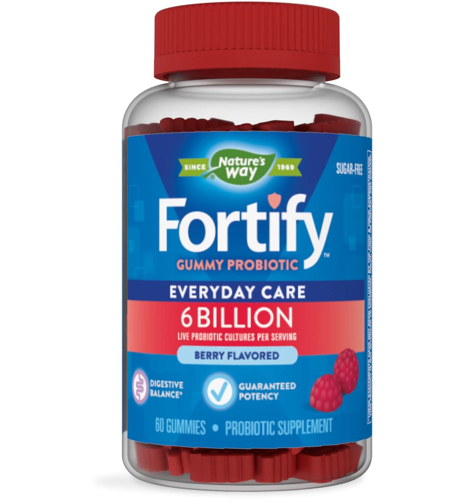 Nature's Way Fortify Probiotic Gummies - Berry Flavor, 6 Billion CFU, 60 Count - Buy Online on GoSupps.com