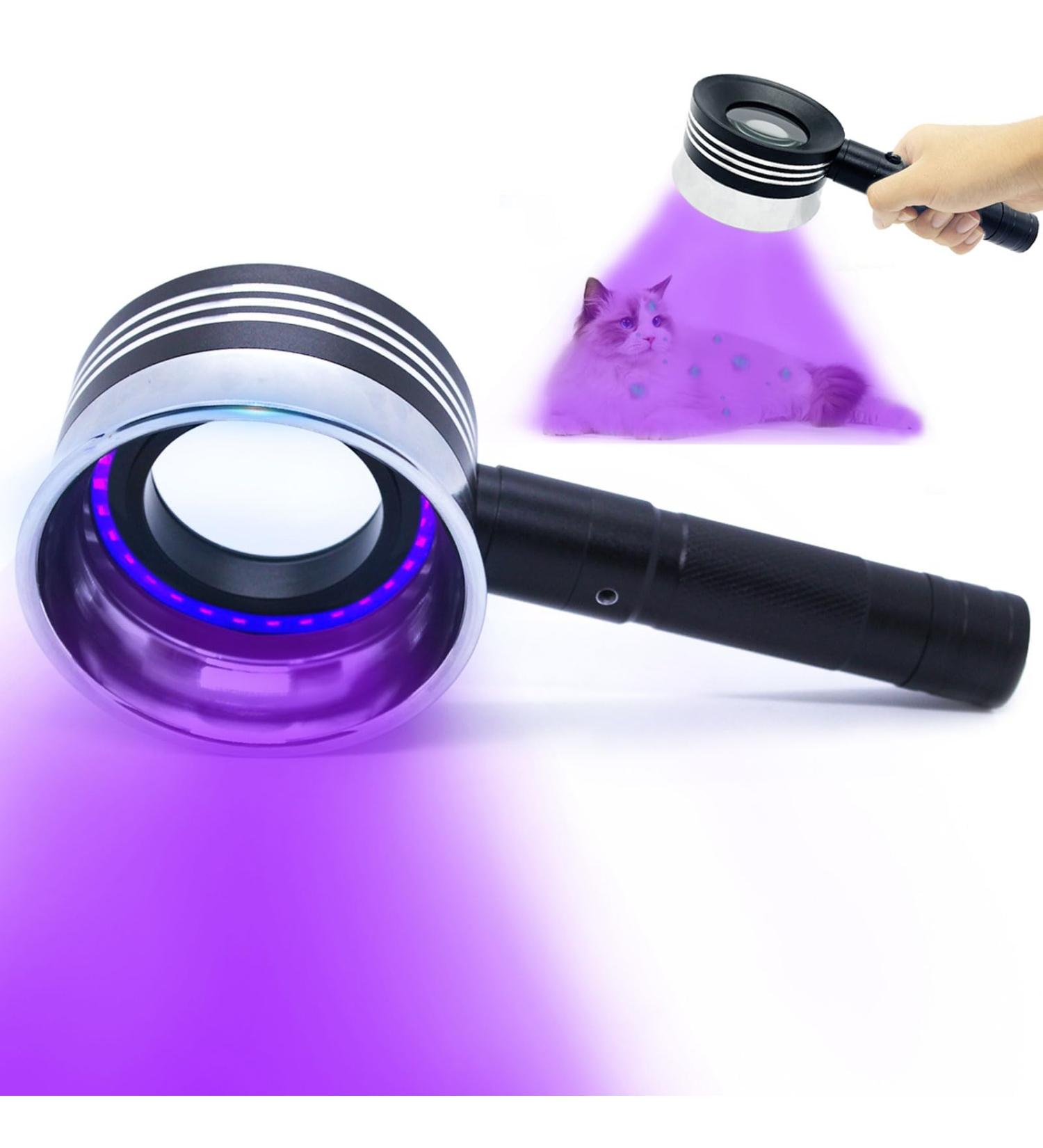 HUHKOUAE Wood's Lamp UV Black light Detector Portable With magnifying glass and Focus light halo for Analyzing Skin Vitiligo Detect Dog/cat Ringworm Detect pet Urine Detect Foodis moldy Detect - Buy Online on GoSupps.com