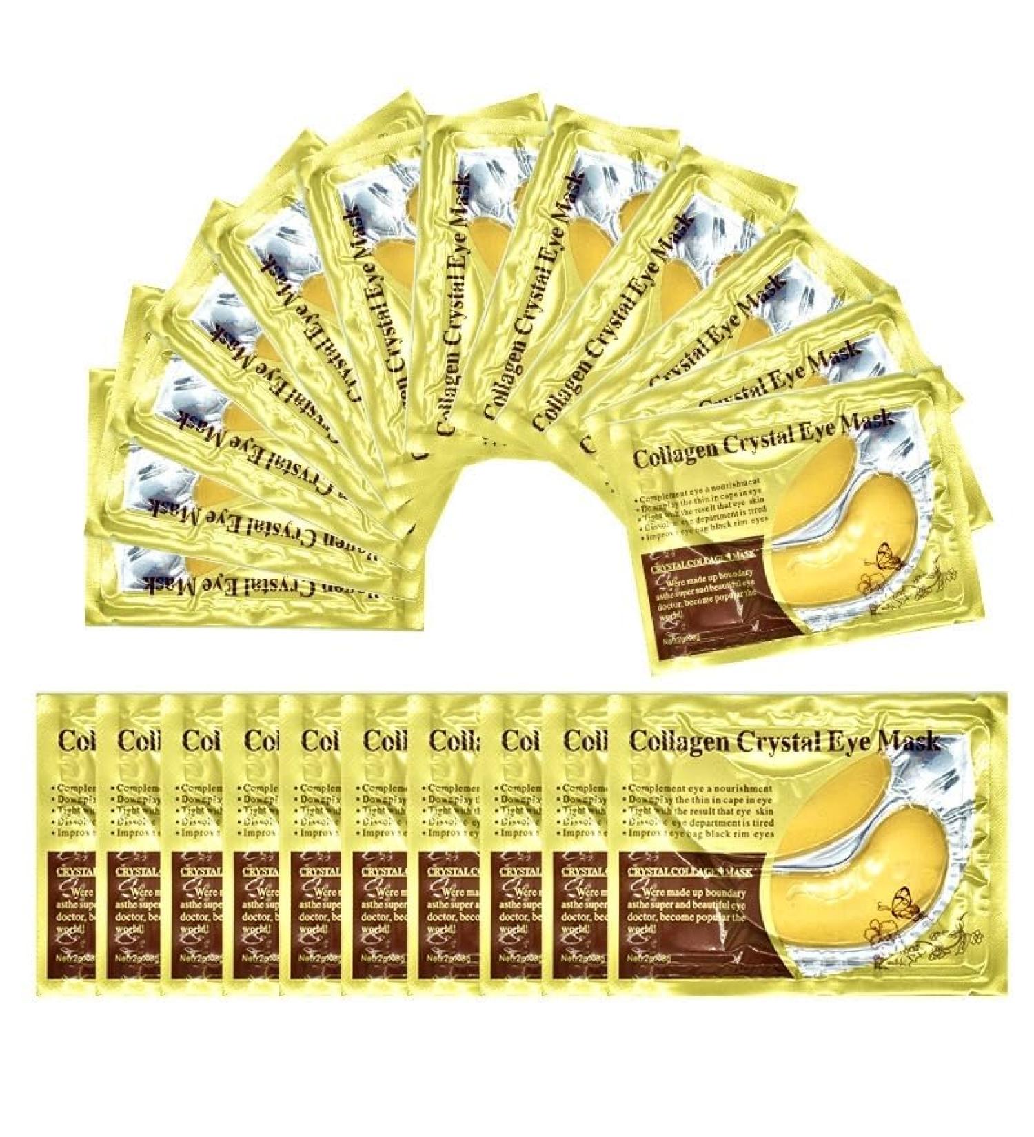 30 Pair Collagen Crystal 24k Gold hydrating Under Eye Gel Face Mask for Dark Circles Anti Aging Wrinkle Puffy Eyes Vegan Cruelty-Free Self Skincare Day & Night Treatment - Buy Online on GoSupps.com