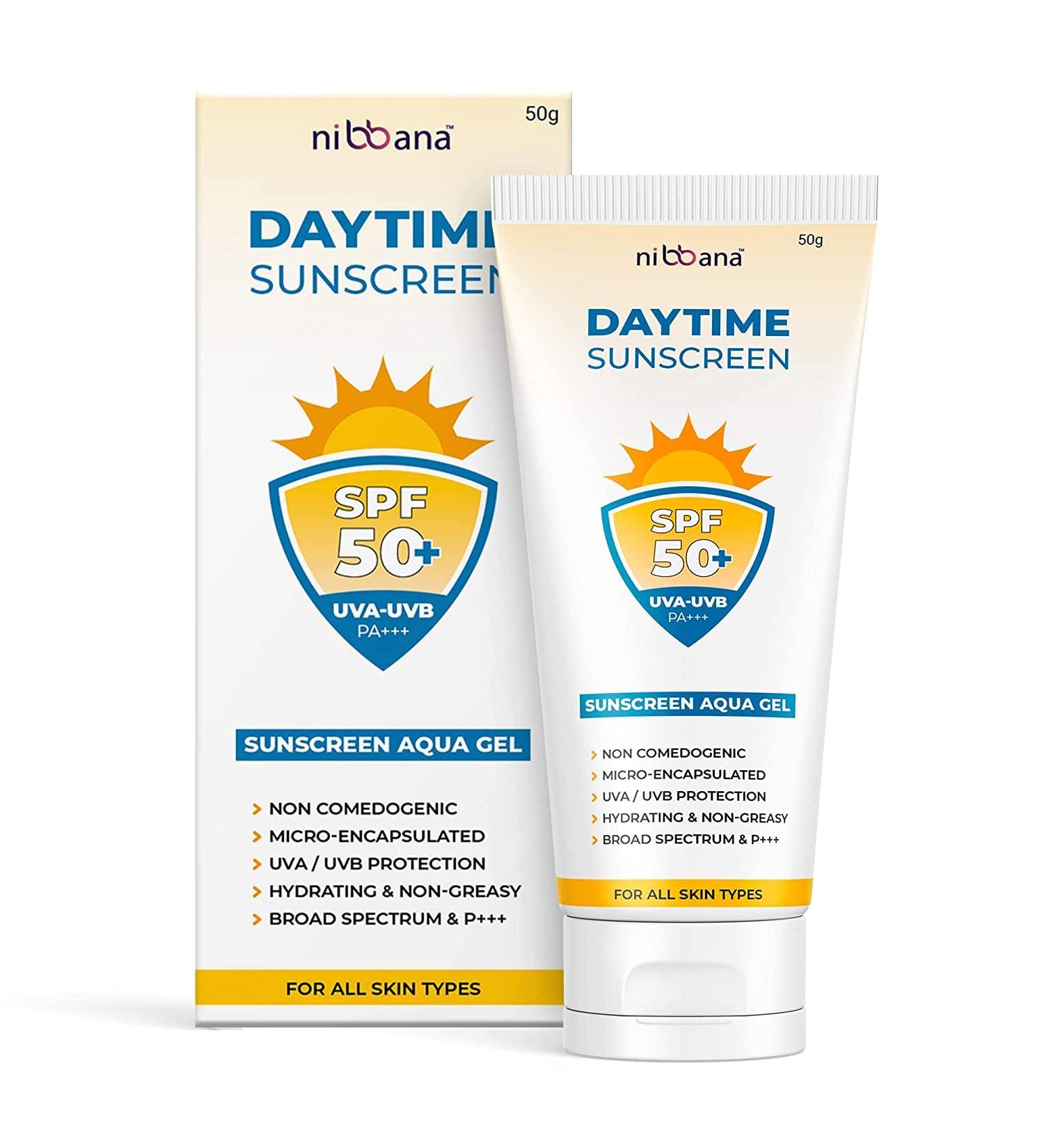Best Daytime Sunscreen Gel SPF 50 PA+++ | No White Cast | Oily Sensitive Acne-Prone Skin | Zinc Oxide & Aloe Vera | 50 gm - International Shipping Available - Buy Online on GoSupps.com