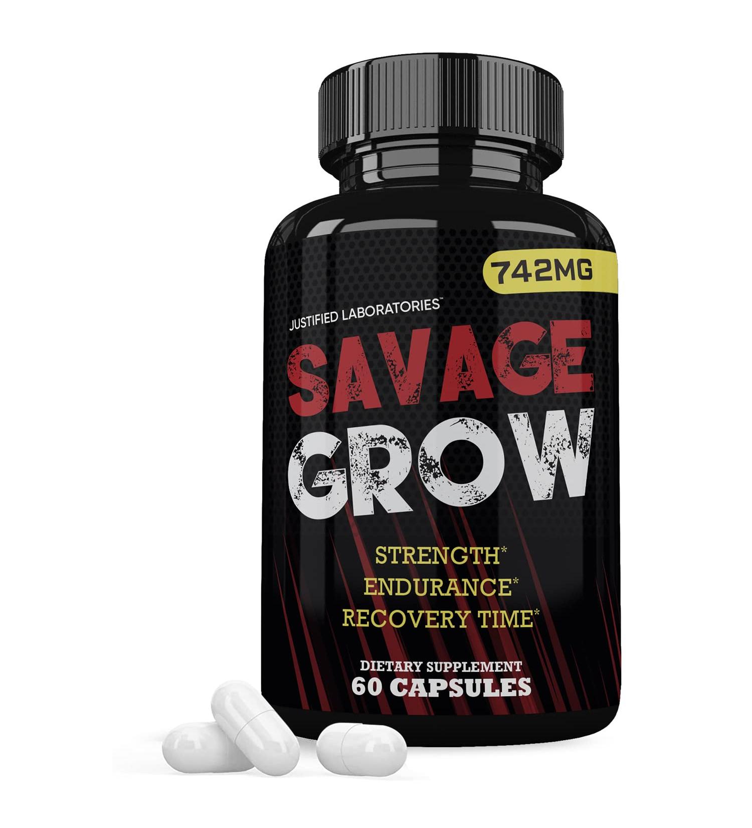 Savage Grow 742MG All Natural Advanced Men's Health Formula 60 Capsules - Buy Online on GoSupps.com