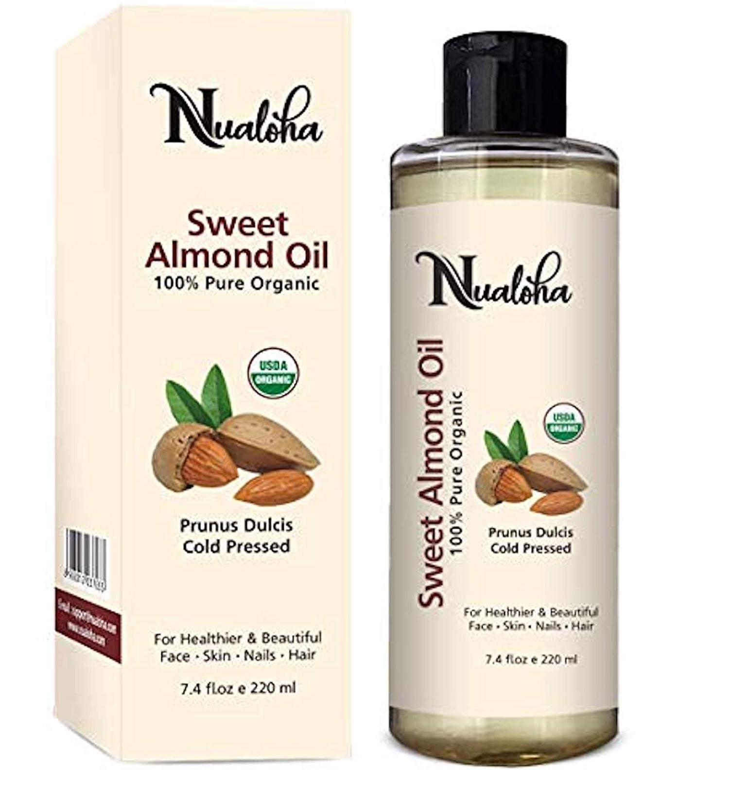Organic Sweet Almond Oil 220 ML | USDA Organic Cold Pressed Carrier Oil for Skin Hair & Face - Buy Online on GoSupps.com