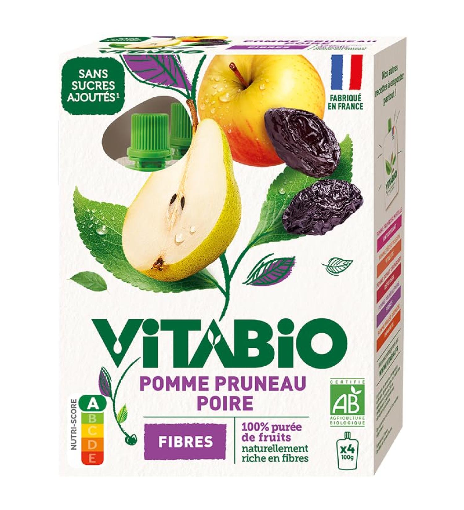VITABIO - Apple Prune Pear Gourds - FIBERS - 4x100g - ORGANIC