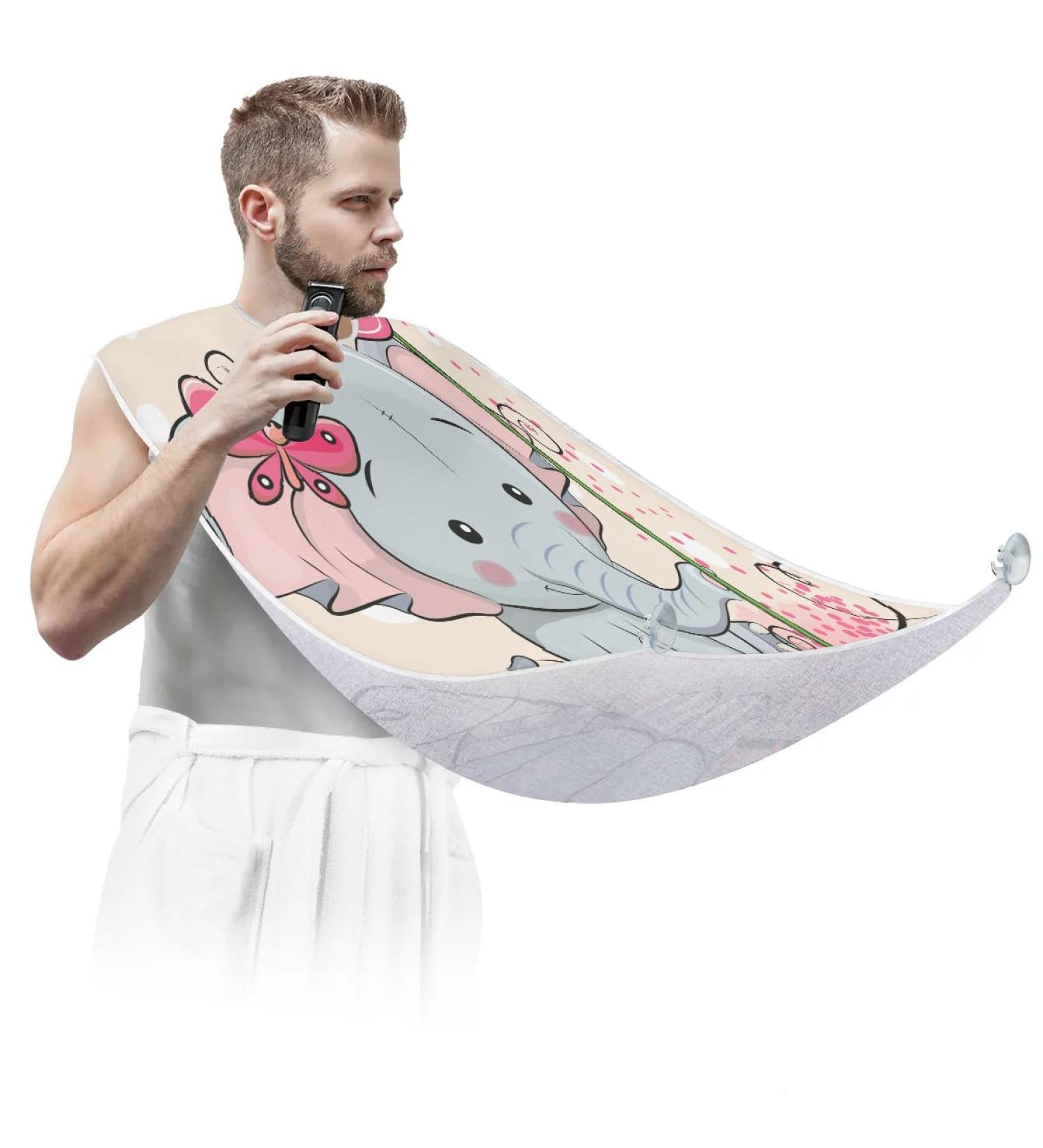 Buy Beard Bib Apron for Men - Non-Stick Waterproof Hair Catcher & Grooming Cloth | Elephant Butterfly & Flower Designs - Buy Online on GoSupps.com