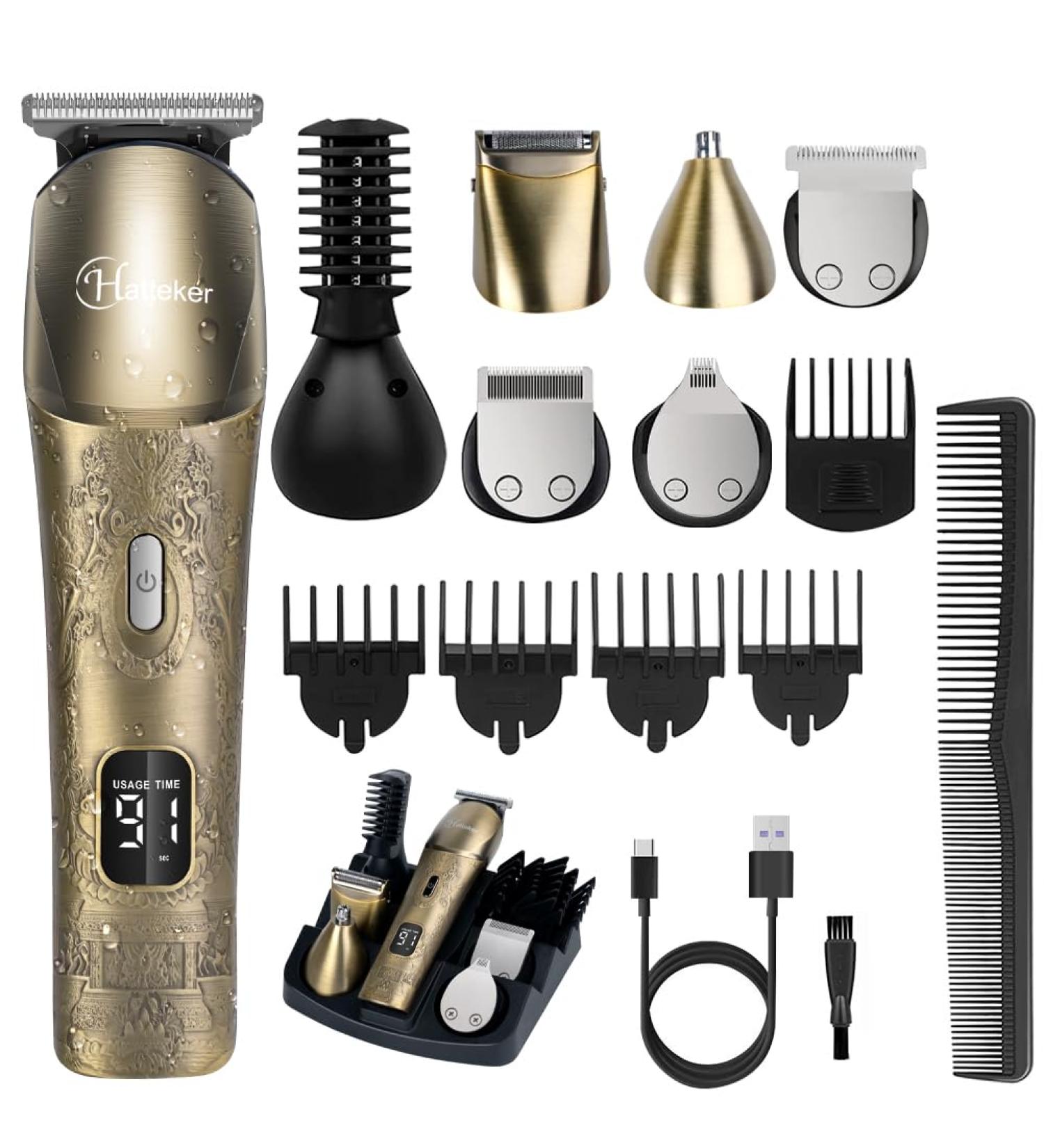 Hatteker Upgraded Beard Trimmer for Men - Waterproof Cordless Hair Clipper & Grooming Kit for Mustache Face Nose & Body - Buy Online on GoSupps.com