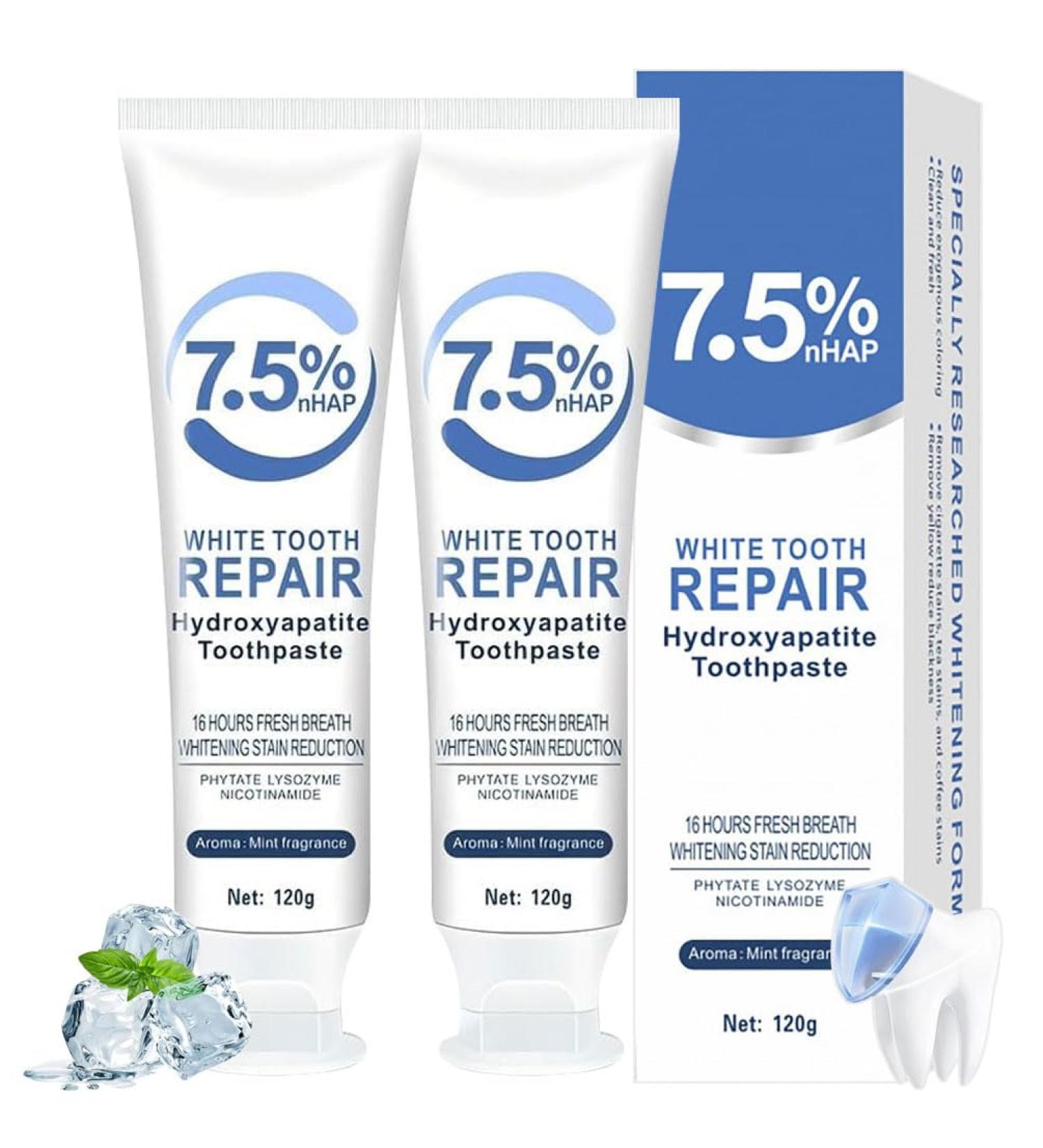 2 PCS Hydroxyapatite Toothpastes for Enamel Protection and Tooth Strengthening Fluoride-Free with Gentle Mint Fresh Breath Reduce Tooth Sensitivity Daily Use for Oral Care - Buy Online on GoSupps.com