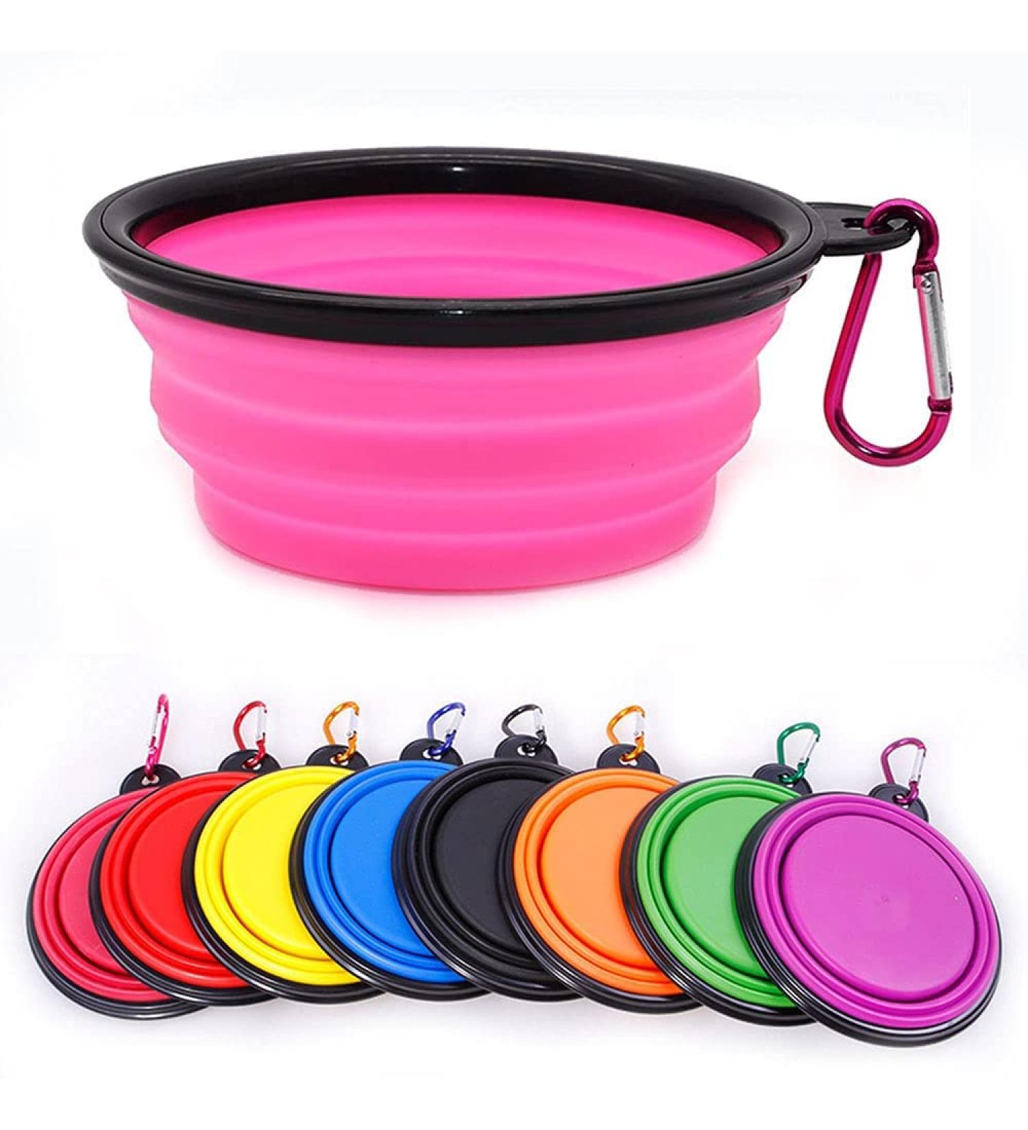 Coolon Collapsible Dog Bowl - Foldable Portable Water Bowl for Cats & Dogs 650ml Pink with Carabiners | Perfect for Travel - Buy Online on GoSupps.com