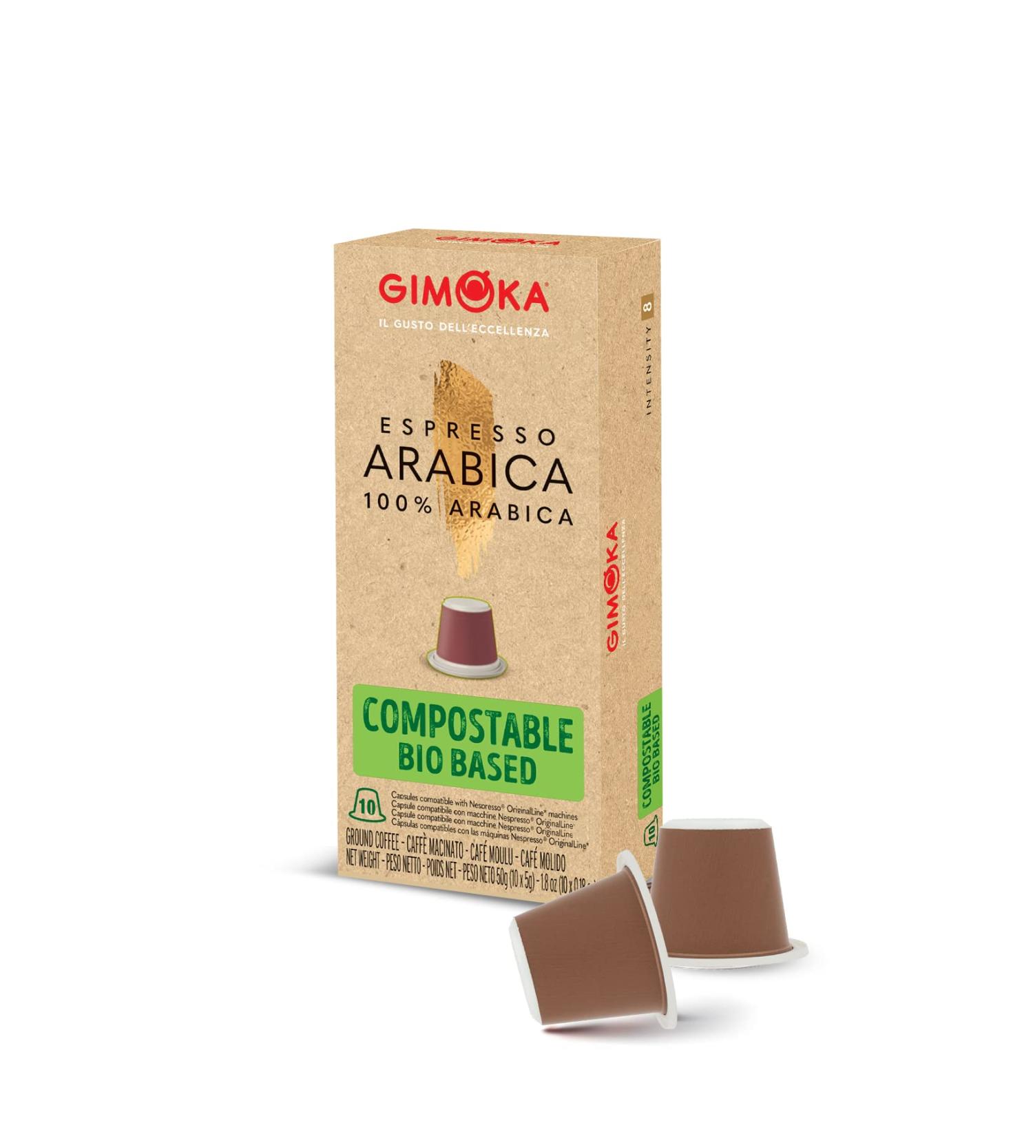 Gimoka 100% Arabica Blend Intensity 8-100 Capsules Compostable and biodegradable - Compatible with Nespresso* domestic coffee machines - Made in Italy (pack of 10 x 10) - Buy Online on GoSupps.com
