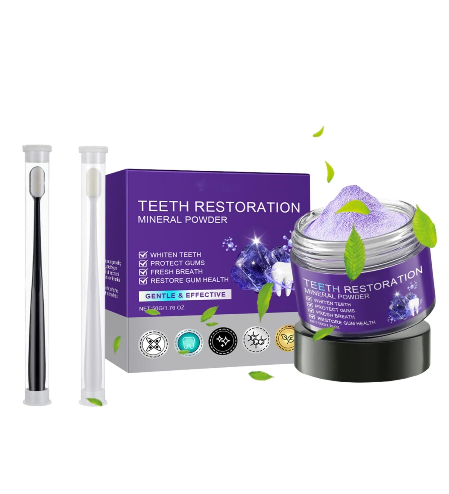 Ourlyard Teeth Restoration Mineral Powder Teeth Whitening Powder Oyikey Teeth Restoration Teeth Restoration Mineral Powder Mineral Tooth Powder Get Two Free Toothbrushes (1PCS) - Buy Online on GoSupps.com