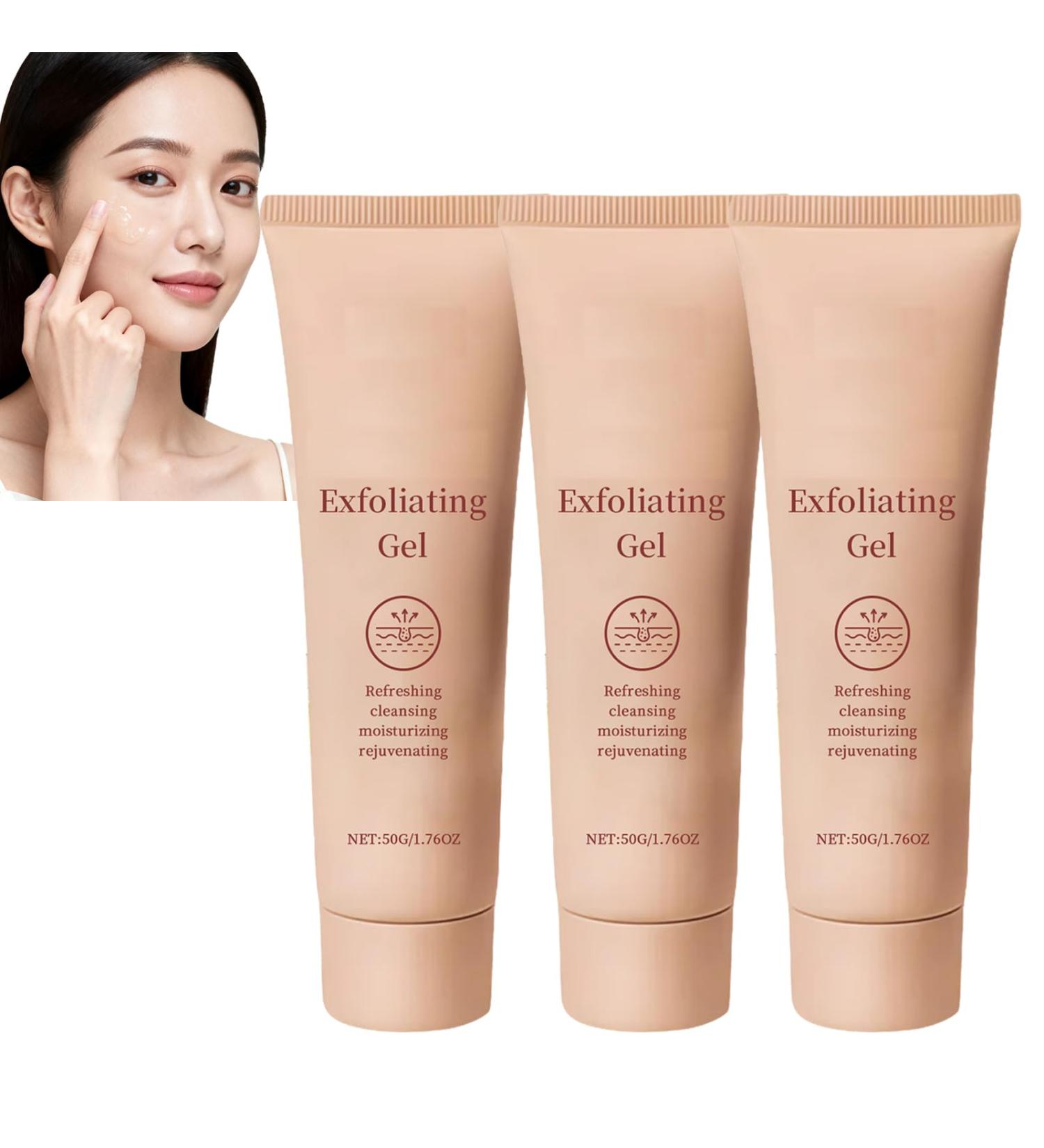 Gel exfoliant nettoyant visage doux et exfoliant pour tous types de peau Hydratant rafra chissant et lisse claircissant et hydratant Nettoie en profondeur et limine les cellules mortes (3pcs) - Buy Online on GoSupps.com