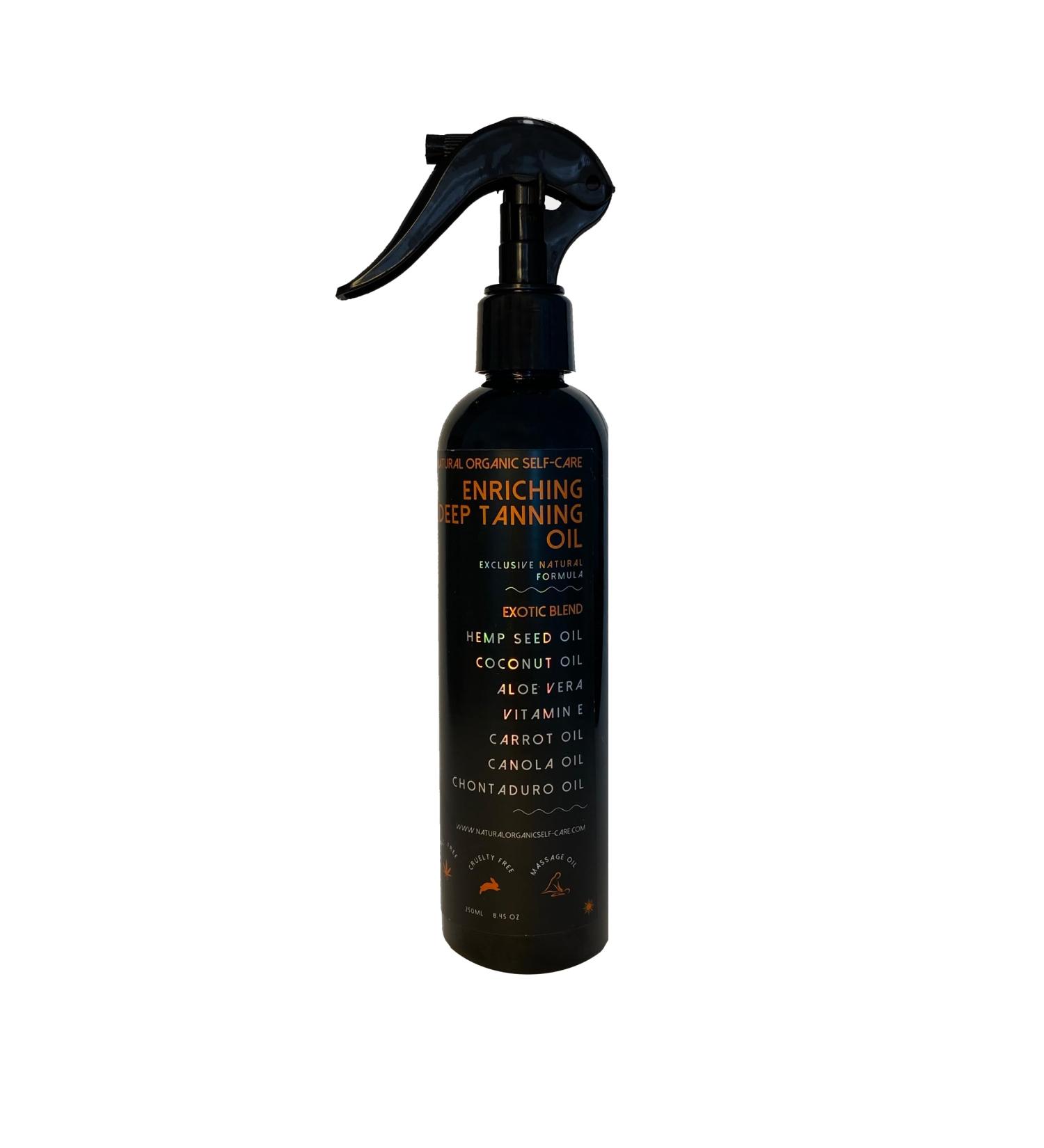 ENRICHING DEEP TANNING OIL - Organic Tanning Massage & Moisturizer Spray with Coconut Hemp Seed Aloe Vera & Vitamin E - 8.4 OZ - Buy Online on GoSupps.com