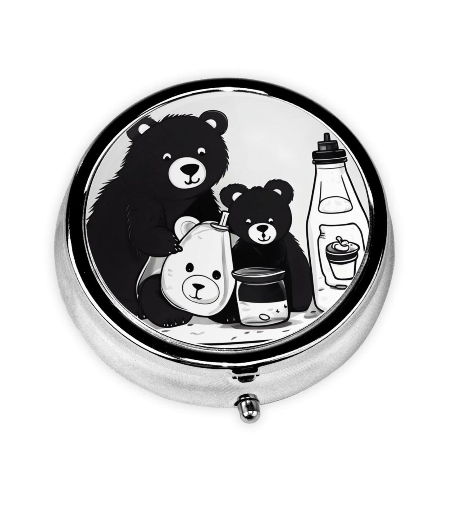 Cute Milk Bottle Bearround Pill Box | 3 Compartment Travel Pill Organizer | Portable & Stylish for International Shipping - Buy Online on GoSupps.com