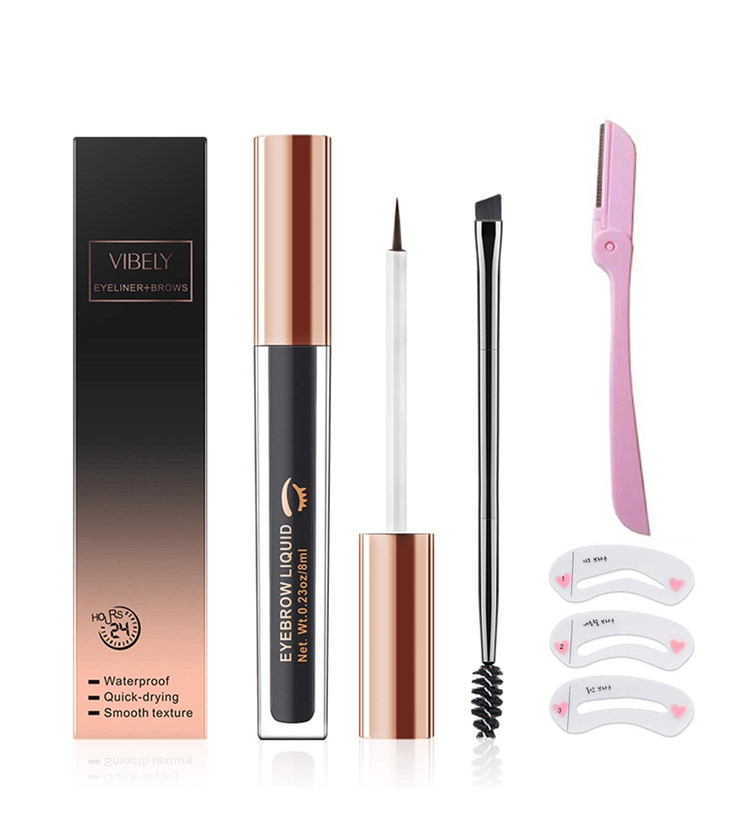 ETEDES Waterproof Semi-Permanent Eyebrow Gel - 24-Hour Long-Lasting, Natural, Smudge-Proof, Sweat Resistant Tinted Liquid Brow Makeup (BLACK) - Buy Online on GoSupps.com