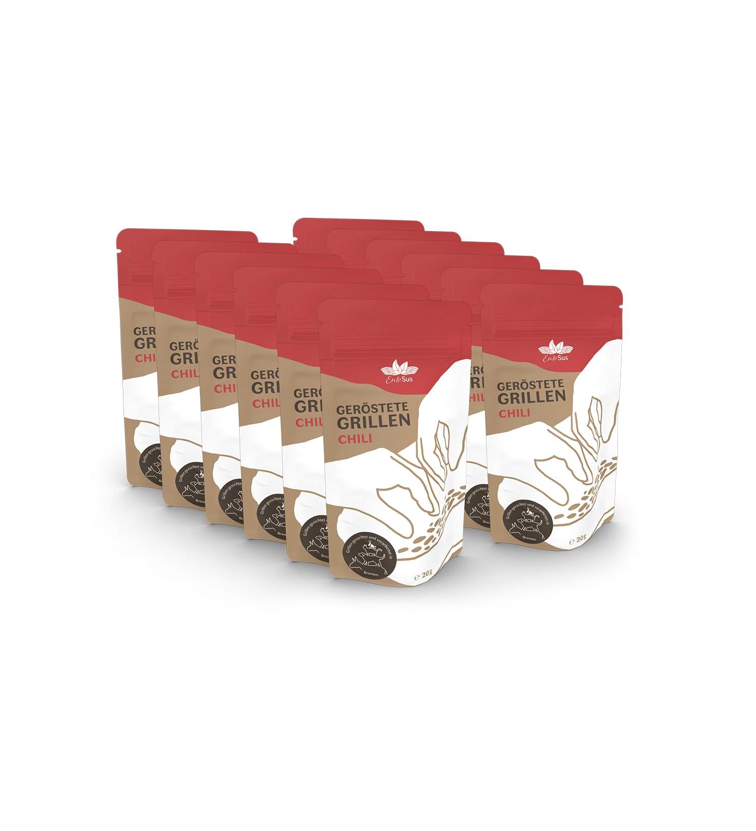 Entosus Chili Snack - Dried & Roasted Insect Protein 12x20g | Crunchy Sustainable Grilling Alternative - Buy Now! - Buy Online on GoSupps.com