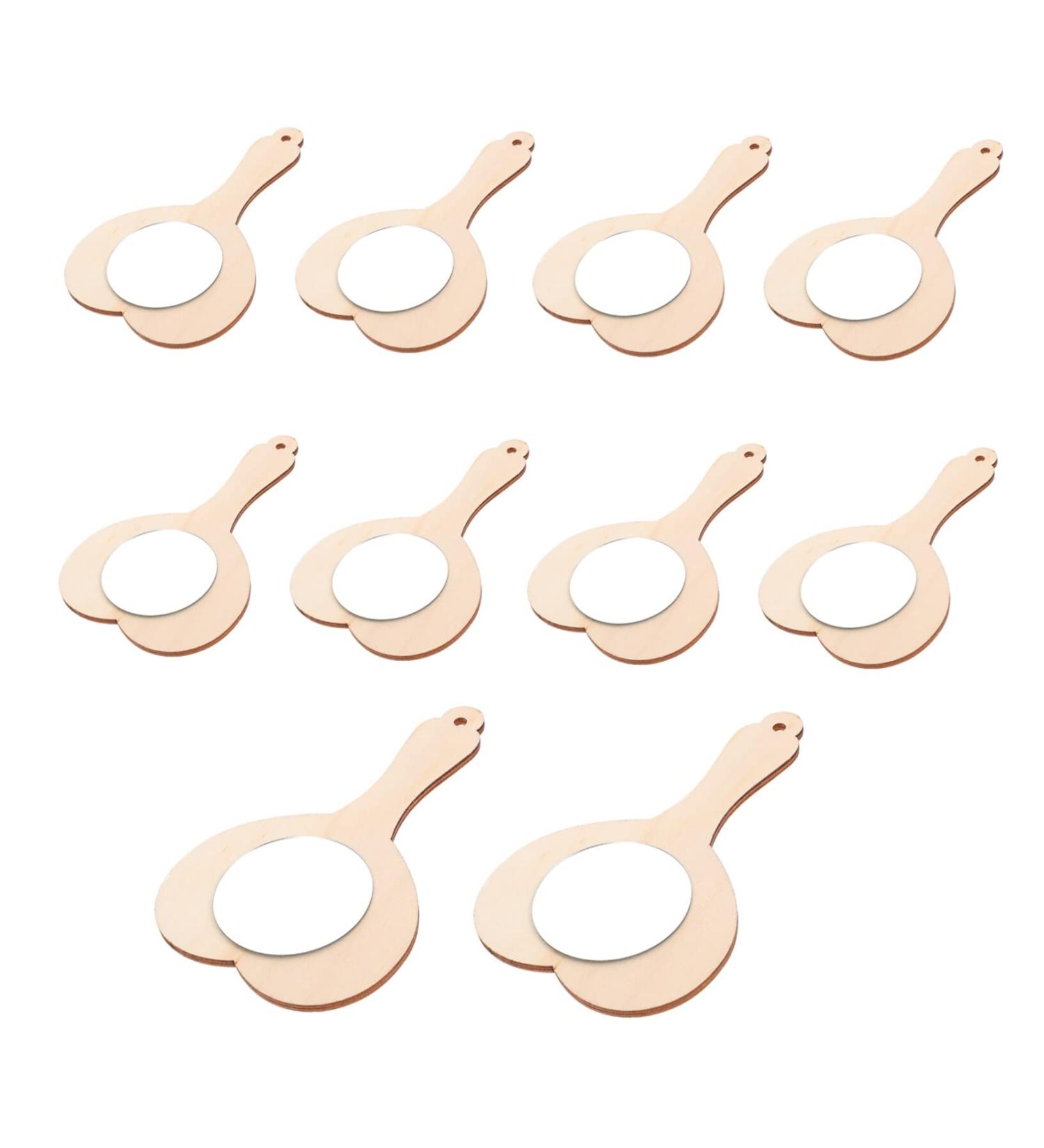 EXCEART Small Wooden Mirror Ornament Crafts - Kids Educational DIY Toy 10pcs Light Brown - Buy Online on GoSupps.com