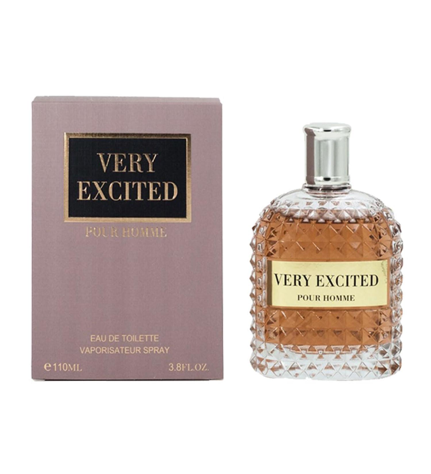 Very Excited Men Perfume 3.4 Fl Oz Eau De Parfum Vaporisateur Spray - Long Lasting Myrtle Bergamot Hazelnut Oil From France