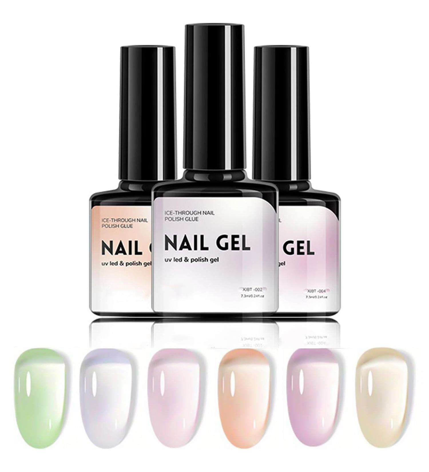 Gel Nail Polish Kit Gel Nail Jelly Set 6 Colours Translucent Milky Gel Nail Polish Set Quick Dry&Long Lasting Nail Varnish UV Curing Gel Diy Nail Art Gifts Paint for DIY Nail Art at Home(01) white01 - Buy Online on GoSupps.com