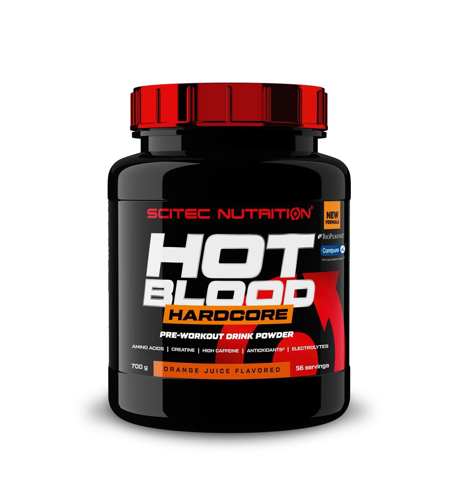 Scitec Nutrition Hot Blood Hardcore Pre-Workout Drink Powder with Amino Acids and Creatine 700g Orange Juice - Buy Online on GoSupps.com