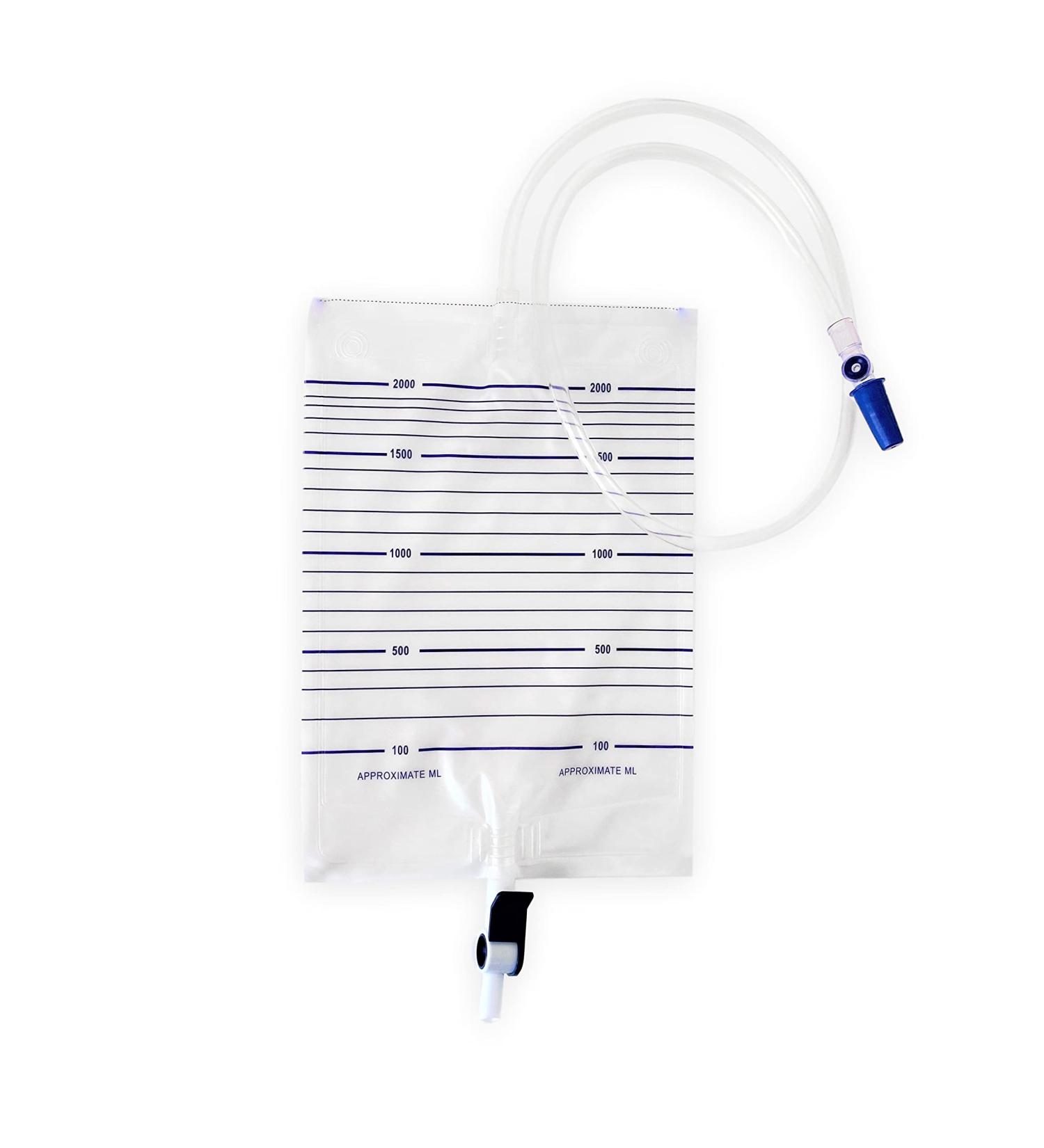 10pcs Box of Urine Drainage Bag 2000ml Capacity STERILE Overnight Urine Bags with Lever Tap Valve and 90cm Tube - Drainable Urinary Bags - Non-Latex Bedside Urinary Night Bags 2 l (Pack of 10) - Buy Online on GoSupps.com