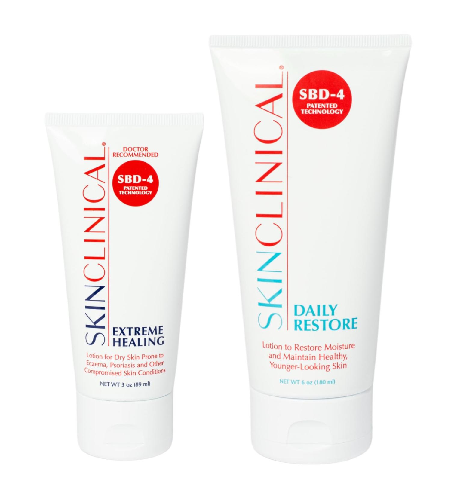 SkinClinical Extreme Healing 6 Oz and Daily Restore 3 Oz Bundle | Soothing Relief for for Dry Hands Body and Face | Helps Deliver Intense Hydration to Dry Skin - Buy Online on GoSupps.com