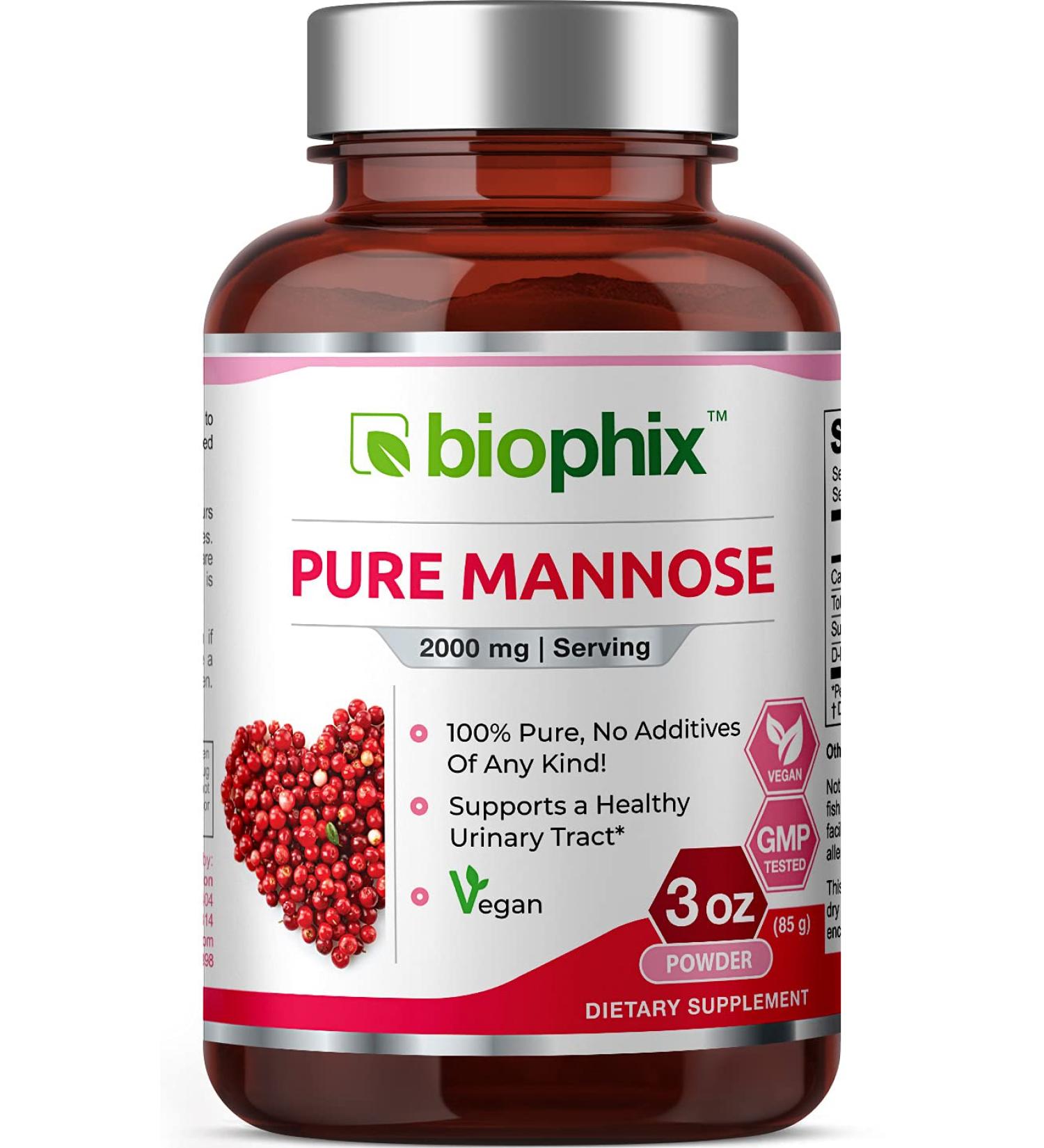 Biophix Pure Mannose Powder 2000mg - 3oz (85g) - Supports Urinary Bladder Tract Health - Buy Online on GoSupps.com