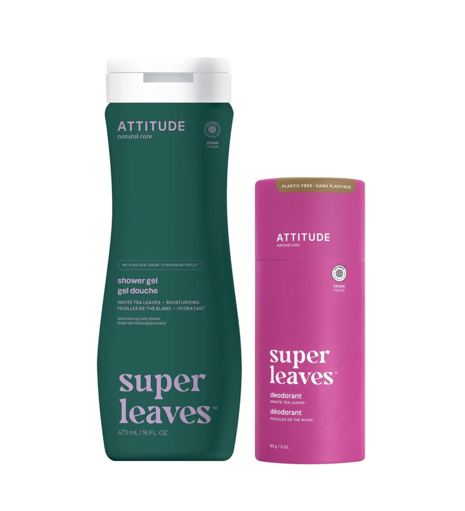 Bundle of ATTITUDE Plastic-Free Deodorant EWG Verified Aluminum-Free Dermatologically Tested White Tea Leaves 3 Ounces + Body Wash White Tea Leaves 16 Fl Oz - Buy Online on GoSupps.com