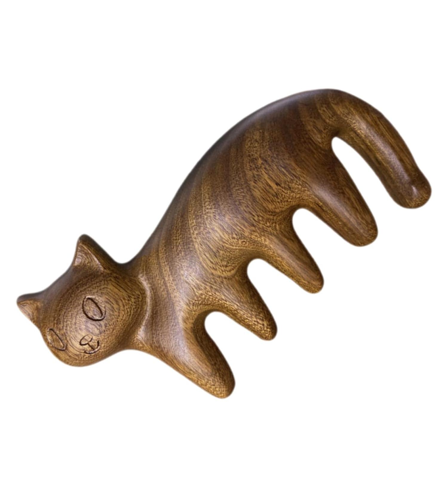 Fomiyes Wooden Kitten Massage Comb - Scalp Massage Tool for Relaxation and Relief | Travel-Friendly Sandalwood Design - Buy Online on GoSupps.com