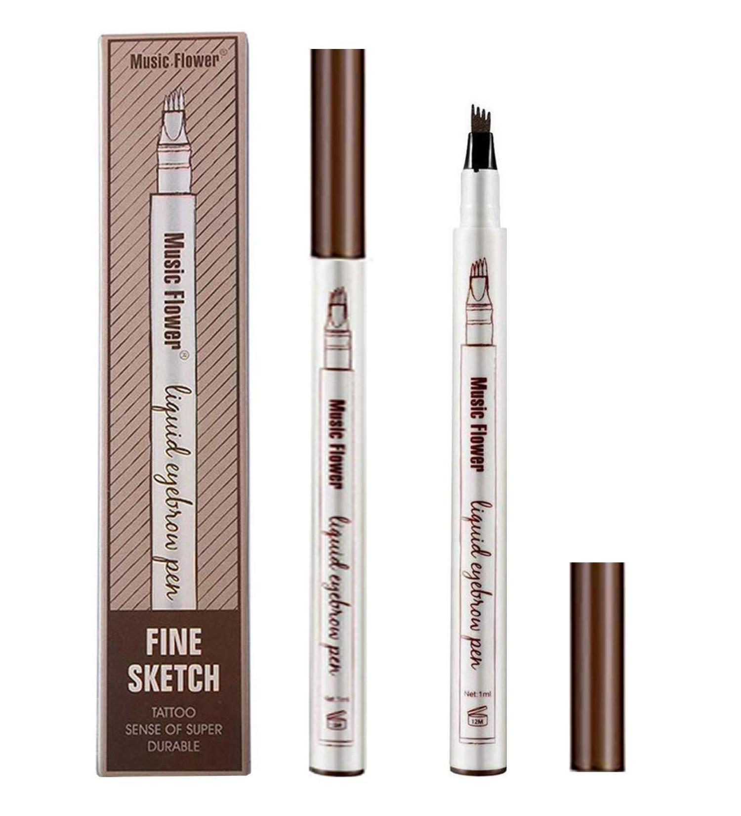4 Tips Waterproof Long Lasting Tattoo Brow Ink Pencil Eyebrow Pen Sketch for Natural Makeup 2# Brown (like brown) - Buy Online on GoSupps.com