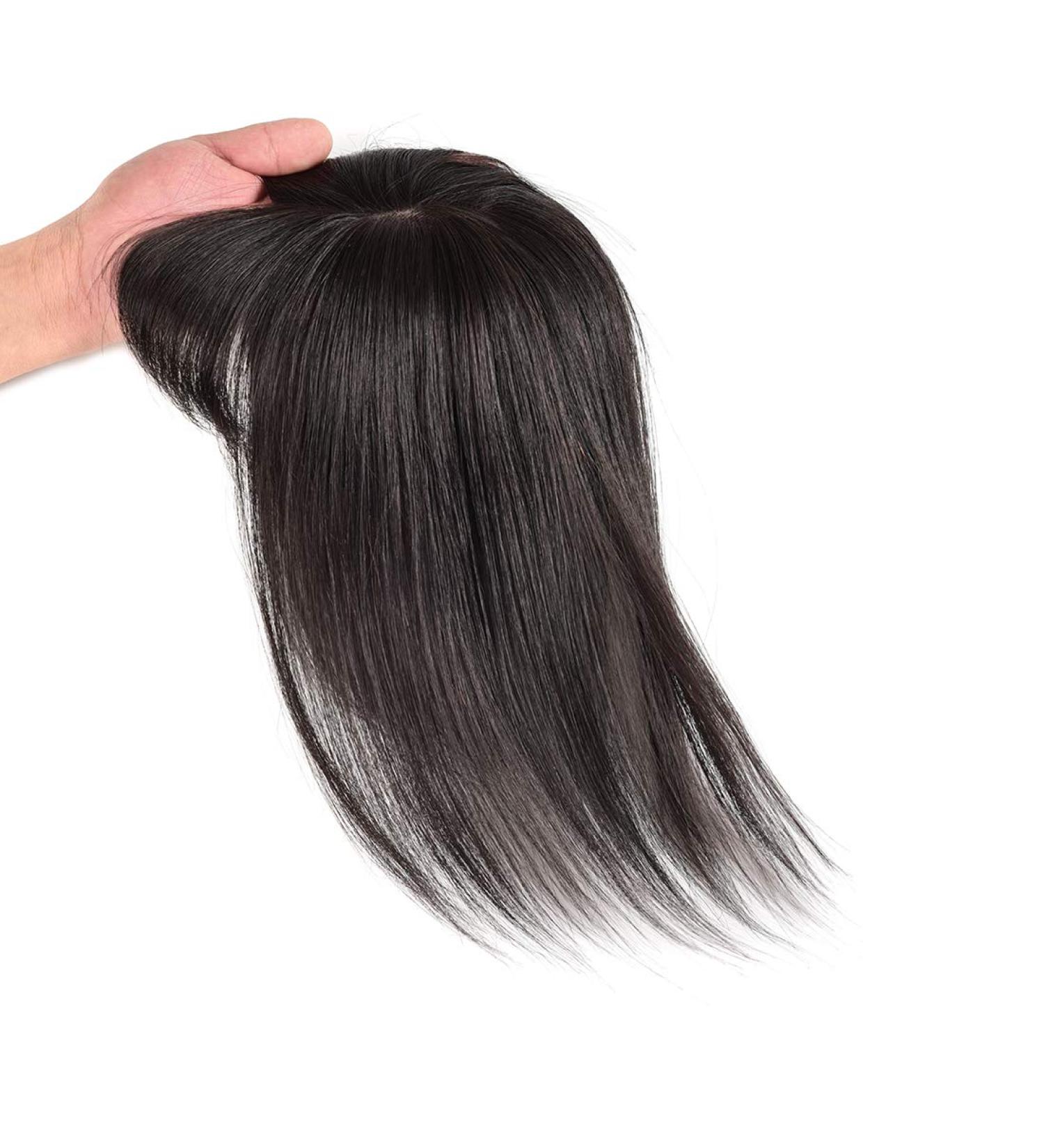 viviaBella 12 Human Hair Topper | Seamless Silk Base Hairpiece for Women | Natural Black - Buy Online on GoSupps.com