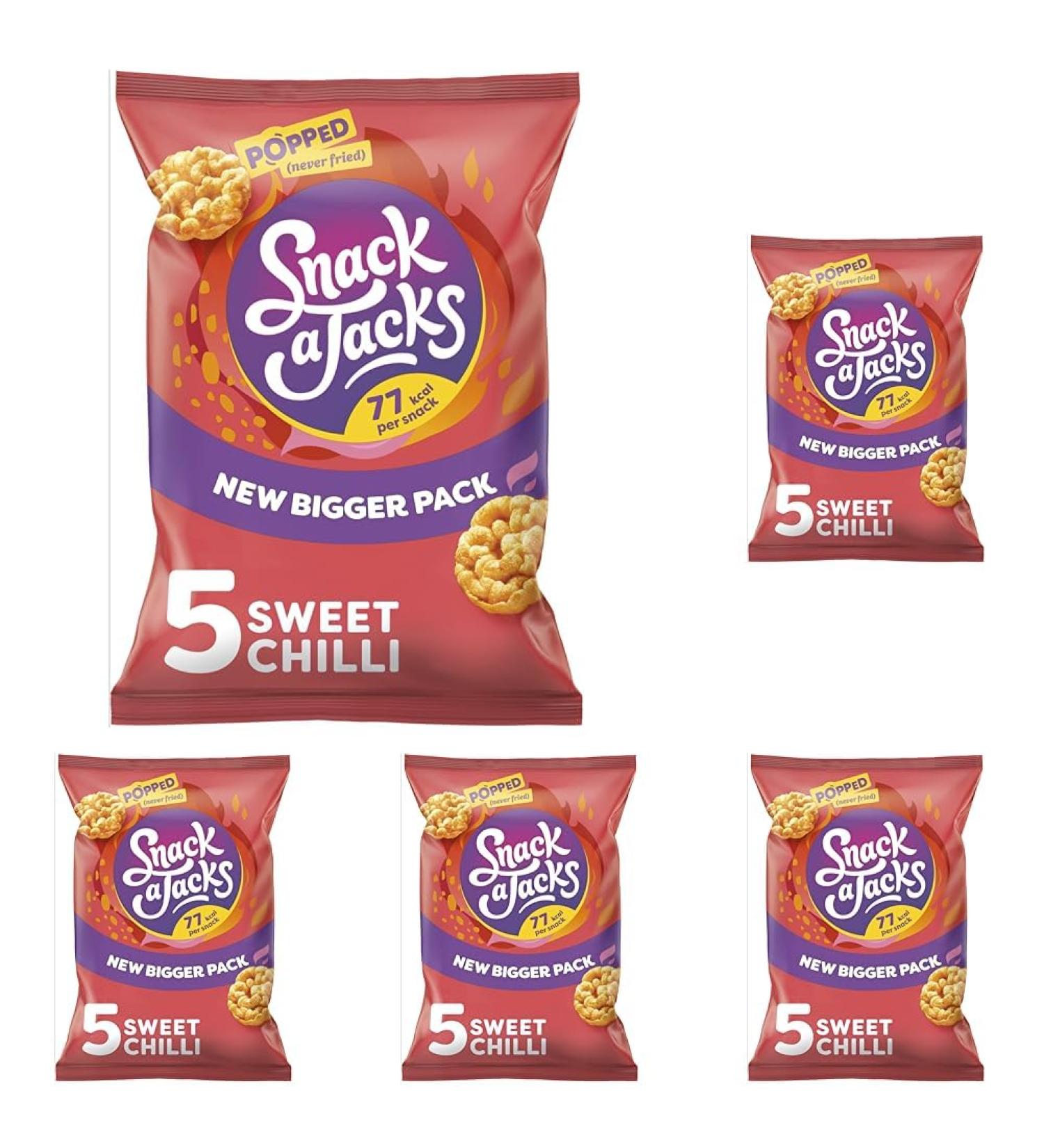 Snack A Jacks Crispy Sweet Chilli 5 X 19g (Pack of 5) Sweet Chili 19 g (Pack of 25) - Buy Online on GoSupps.com