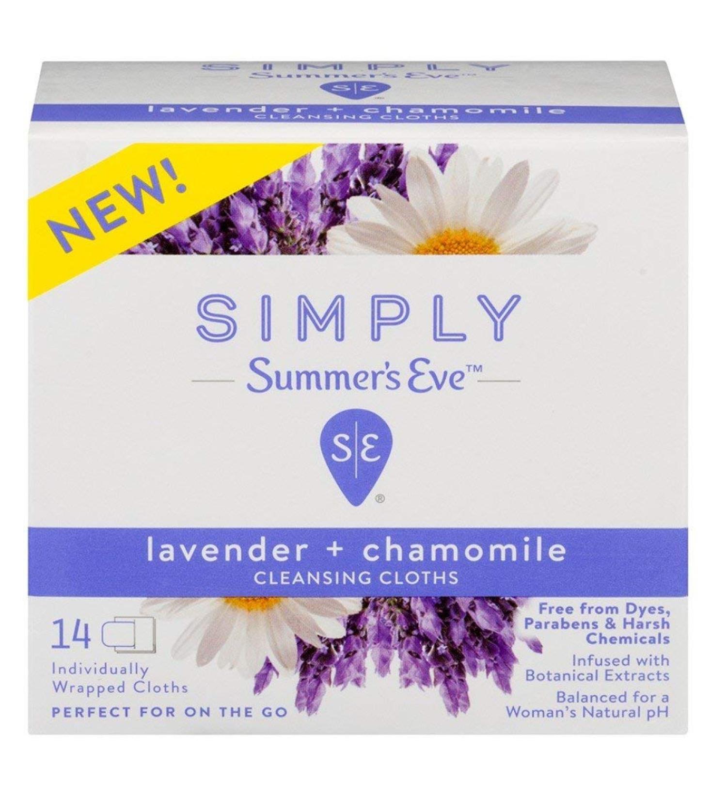 Summer's Eve Simply Cleansing Cloths 14 Count Lavender & Chamomile - Gentle Feminine Wash - Buy Online on GoSupps.com
