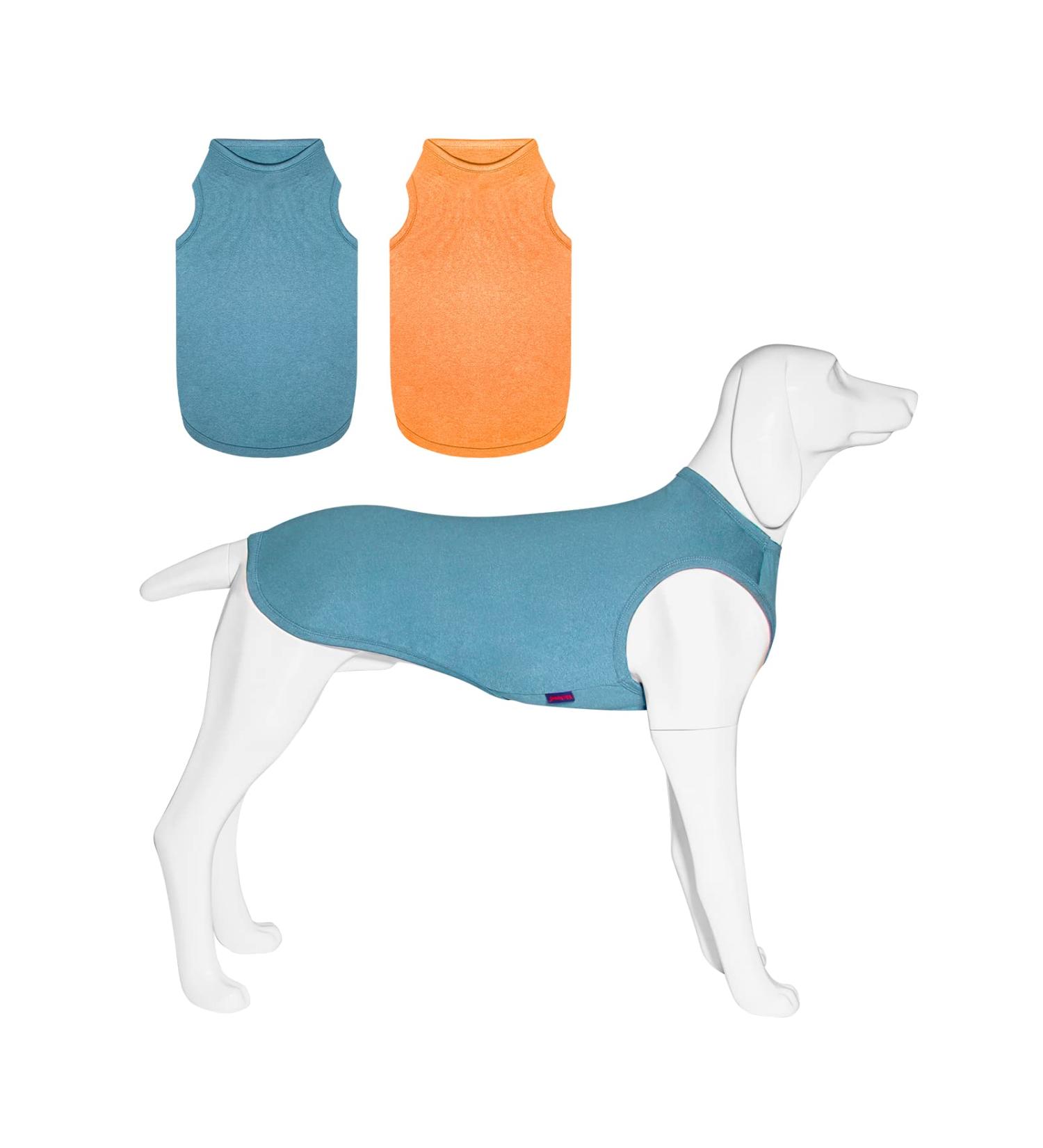 Kickred 2 Pack Dog Shirts - Fast Drying Breathable Sleeveless Vests for Medium & Large Dogs | Mint Blue & Orange Yellow Pet Clothing - Buy Online on GoSupps.com