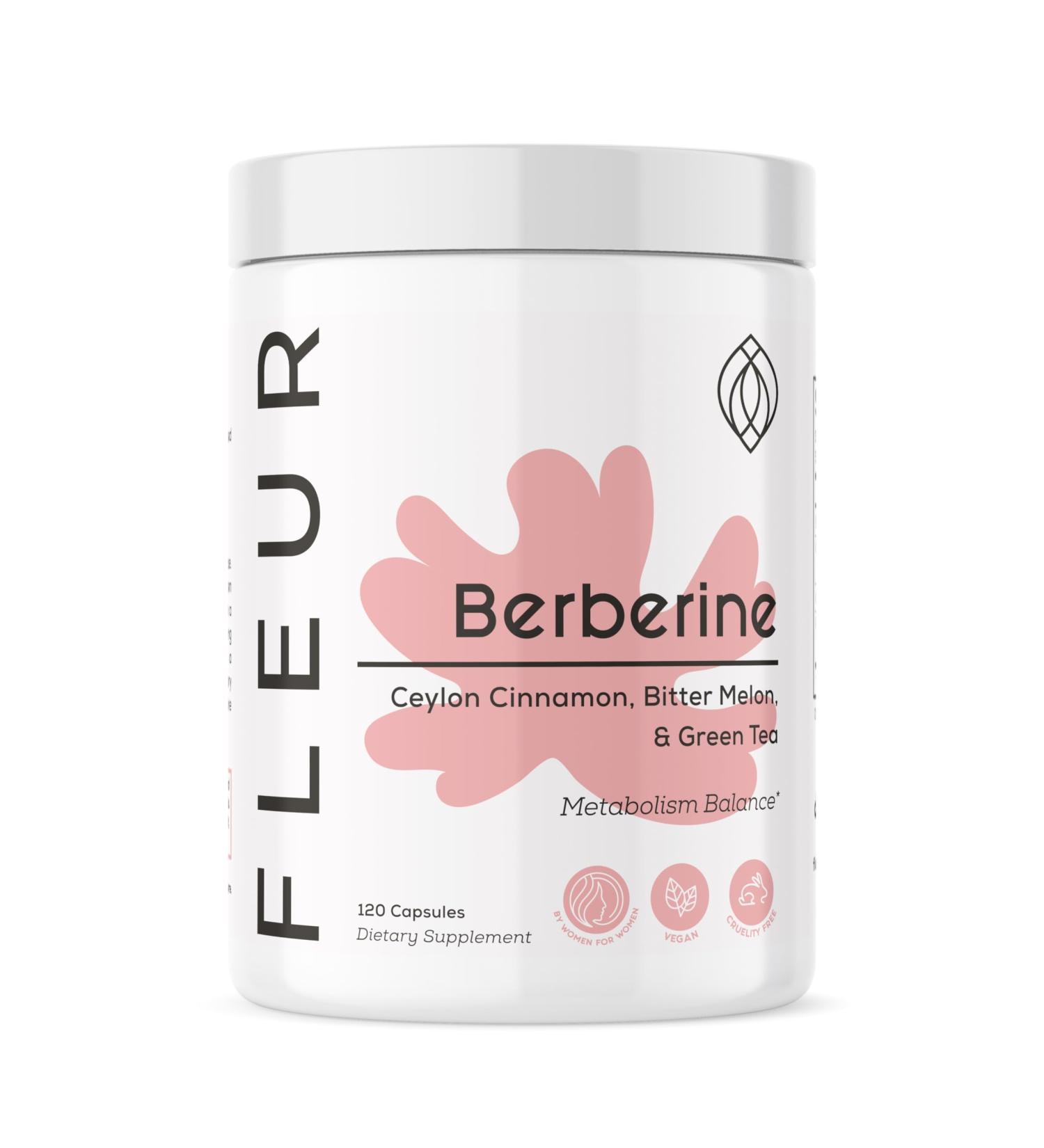 FLEUR Berberine HCL with Organic Cinnamon Bitter Melon & Green Tea Extract Supports Heart Digestive and Immune System Vitality Support for Men and Women Non-GMO & Vegan 120 Capsules - Buy Online on GoSupps.com