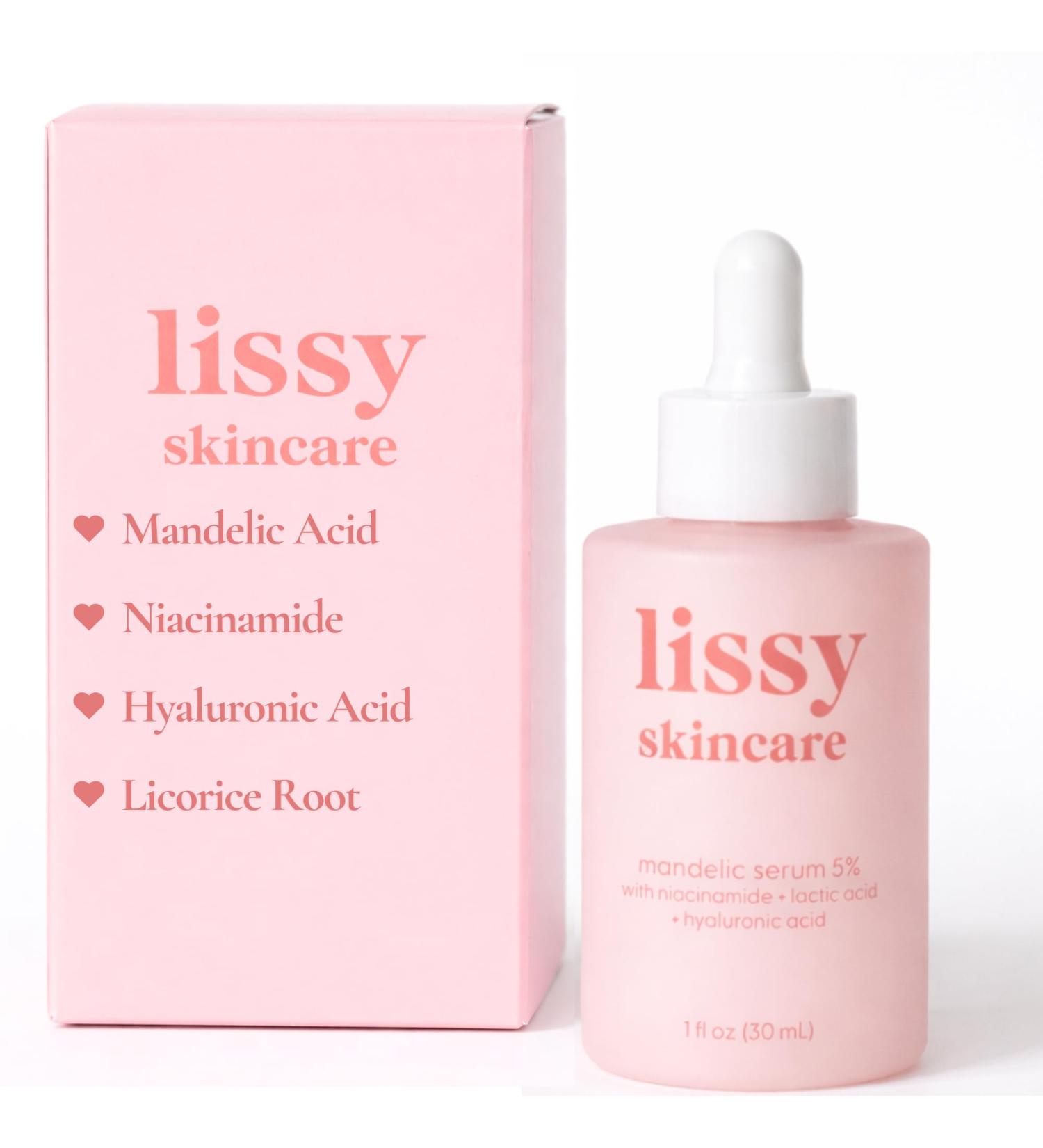 Lissy Skincare- Mandelic Acid + Niacinamide Serum For Breakouts Reduce Redness Blemish & Exfoliate Balancing Treatment | Licorice Root & Hyaluronic Acid Hydration & Improved Complexion - Buy Online on GoSupps.com