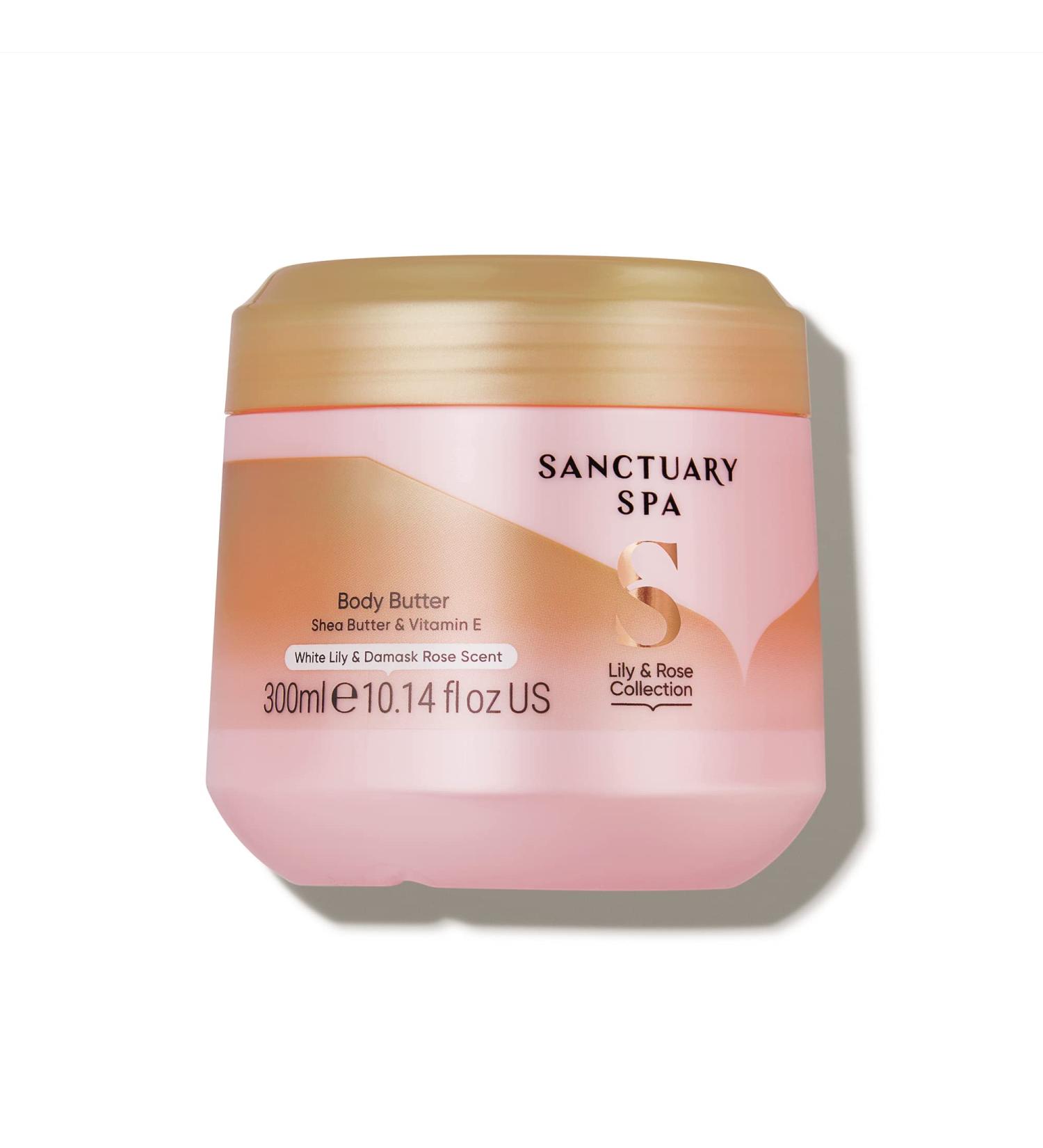 Sanctuary Spa Lily & Rose Body Butter - 300ml | Cruelty-Free, Vegan, Shea Body Moisturiser - Buy Online on GoSupps.com