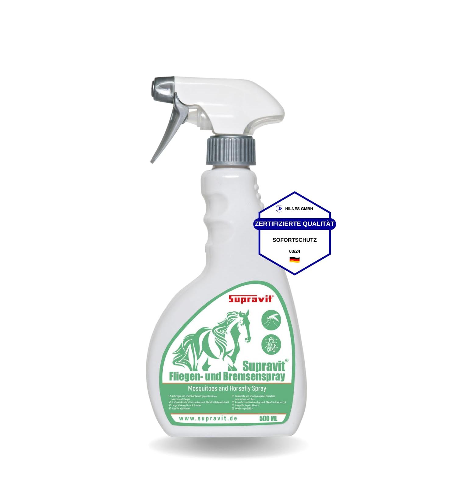 Supravit Brakes & Fly Spray for Horses - Effective Insect Protection Against Biting Flies & Mosquitoes - 500ml - Up to 8 Hours of Relief - Buy Online on GoSupps.com