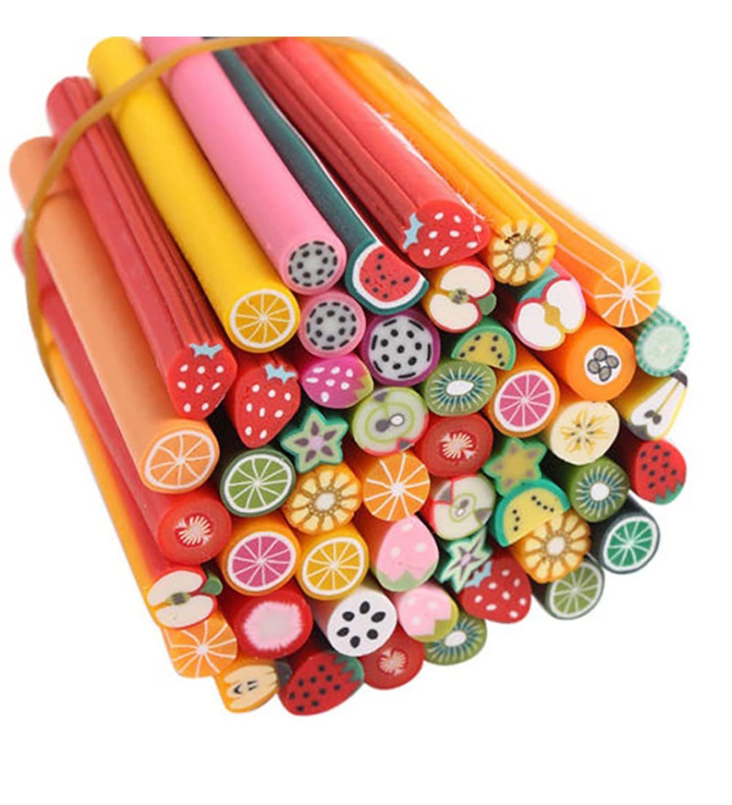 Pack Of 50 Cute Nail Art Canes Sticks Manicure Canes 3D Fruit Pattern Slices Perfect For Diy Crafts Cellphone Decoration Nail Art Decoration(Fruit) - Buy Online on GoSupps.com