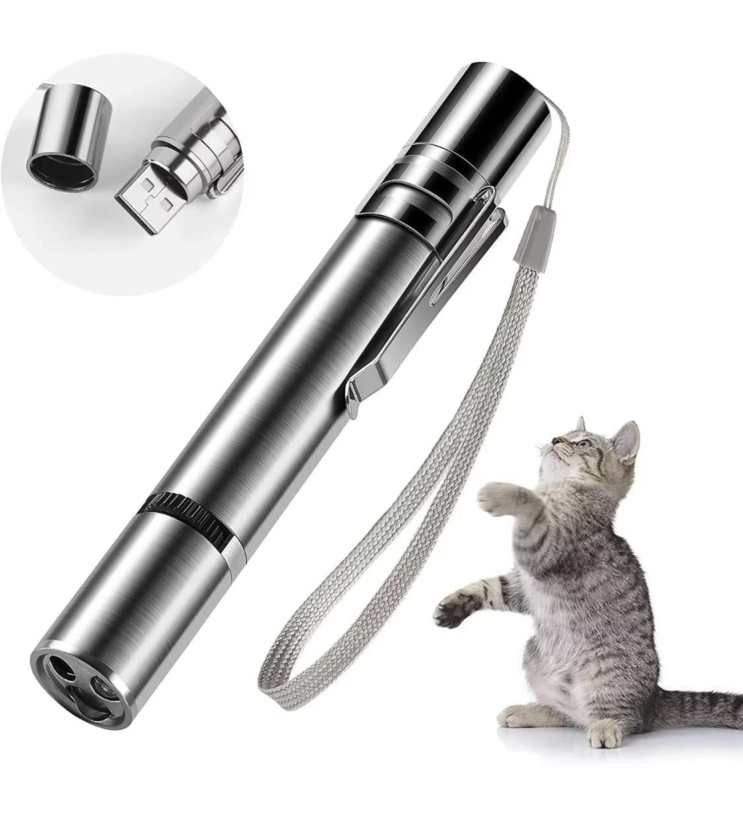 Cat Laser Pointer Toy | Red LED Light | Long Range 3 Modes | USB Rechargeable - Buy Online on GoSupps.com