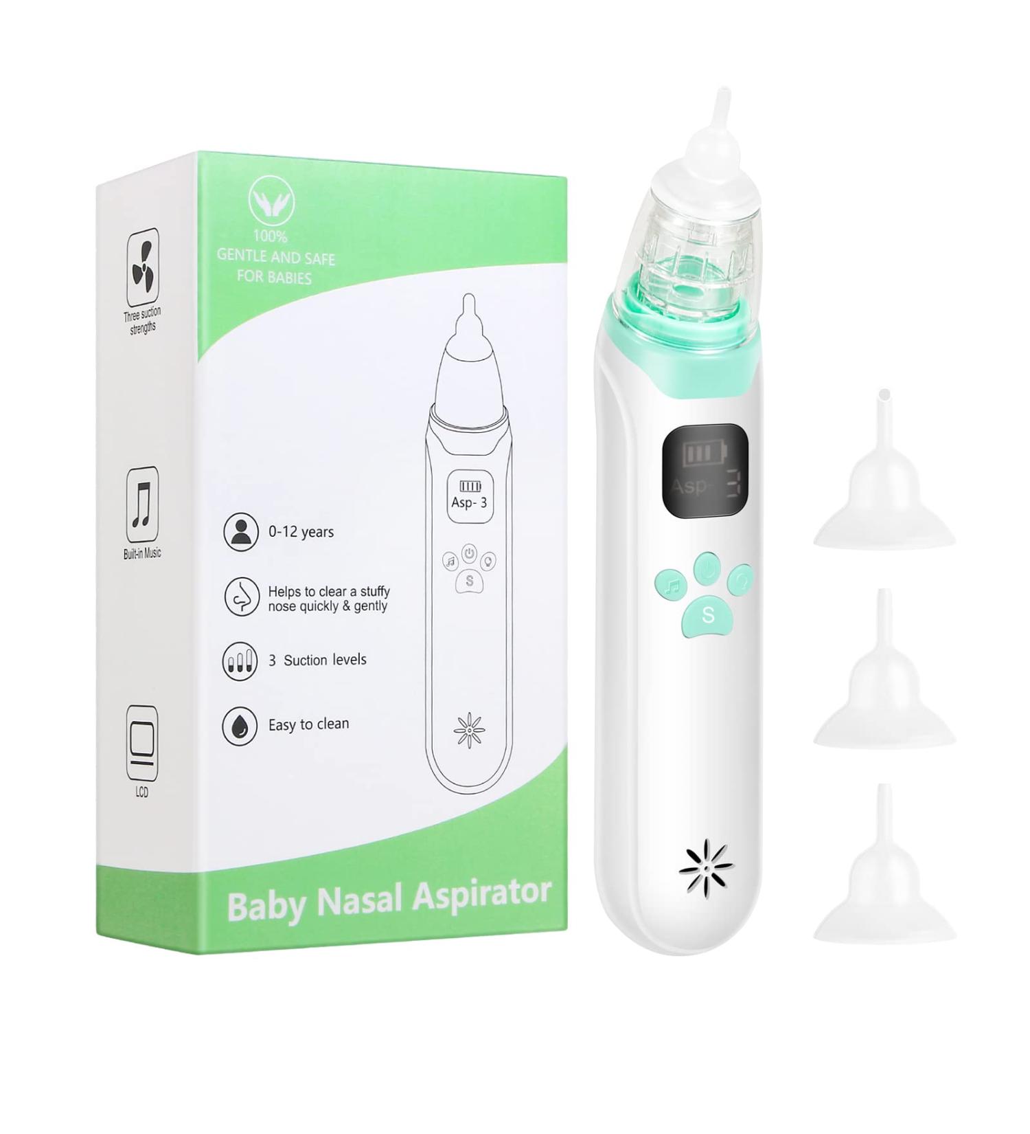 USB Rechargeable Electric Nasal Aspirator for Baby | Adjustable 3 Levels Suction | Music & Light Soothing | Green - Buy Online on GoSupps.com