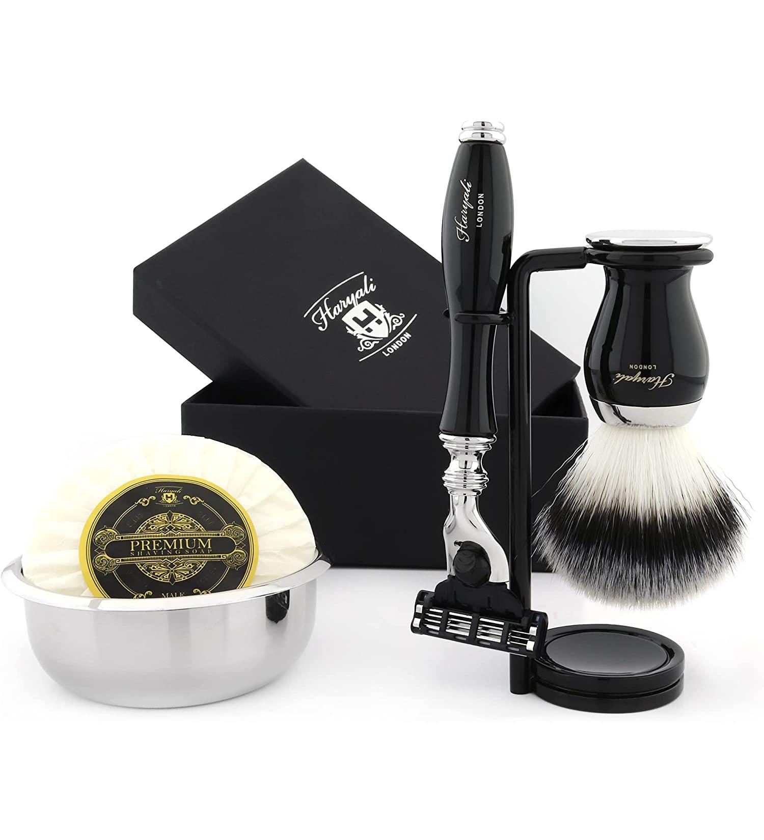 Premium Shaving Kit Gift for Men | Triple Edge Razor Brush Bowl & Stand | Luxury Branded Box - Buy Online on GoSupps.com